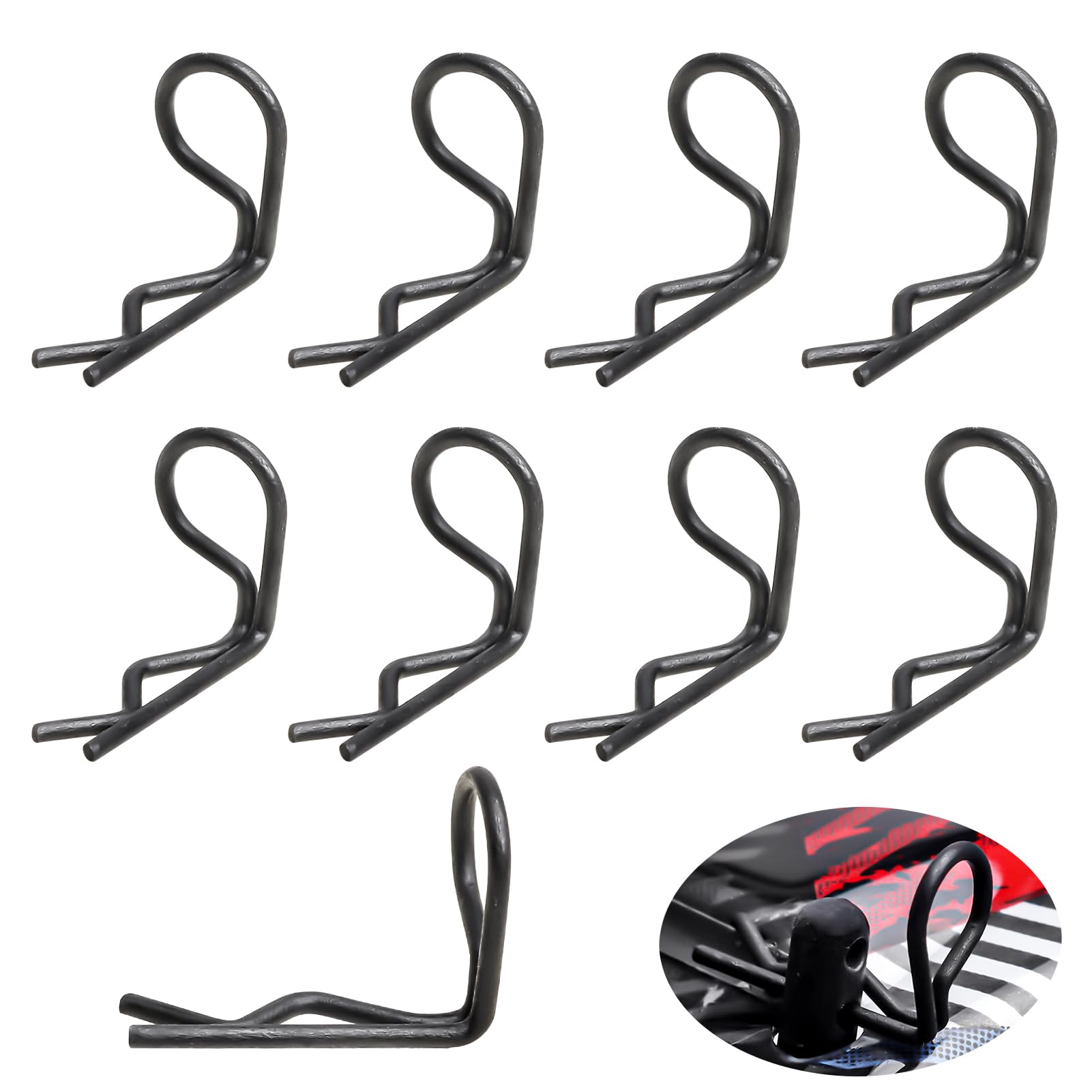 HobbyPark 50-Pack 90-Degree Angle Body Clips Bent Pins for All 1/10 Scale Model Car Truck Crawler Truck Buggy Black