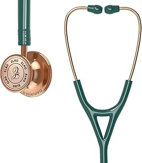 ELKO EL-190 Rose Gold edition CROSS III SS stainless steel dual head acoustic stethoscope | Adult & Pediatric Stethocope with Double-sided Rose Gold Chestpiece | Two-Way PVC Tubing | Doctors & Medical Students (Green)