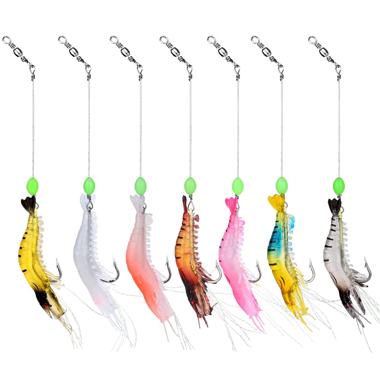 7PCS Shrimp Bait Saltwater Fishing Lures with Hook Soft Shrimp Fishing Tackle for Freshwater Saltwater
