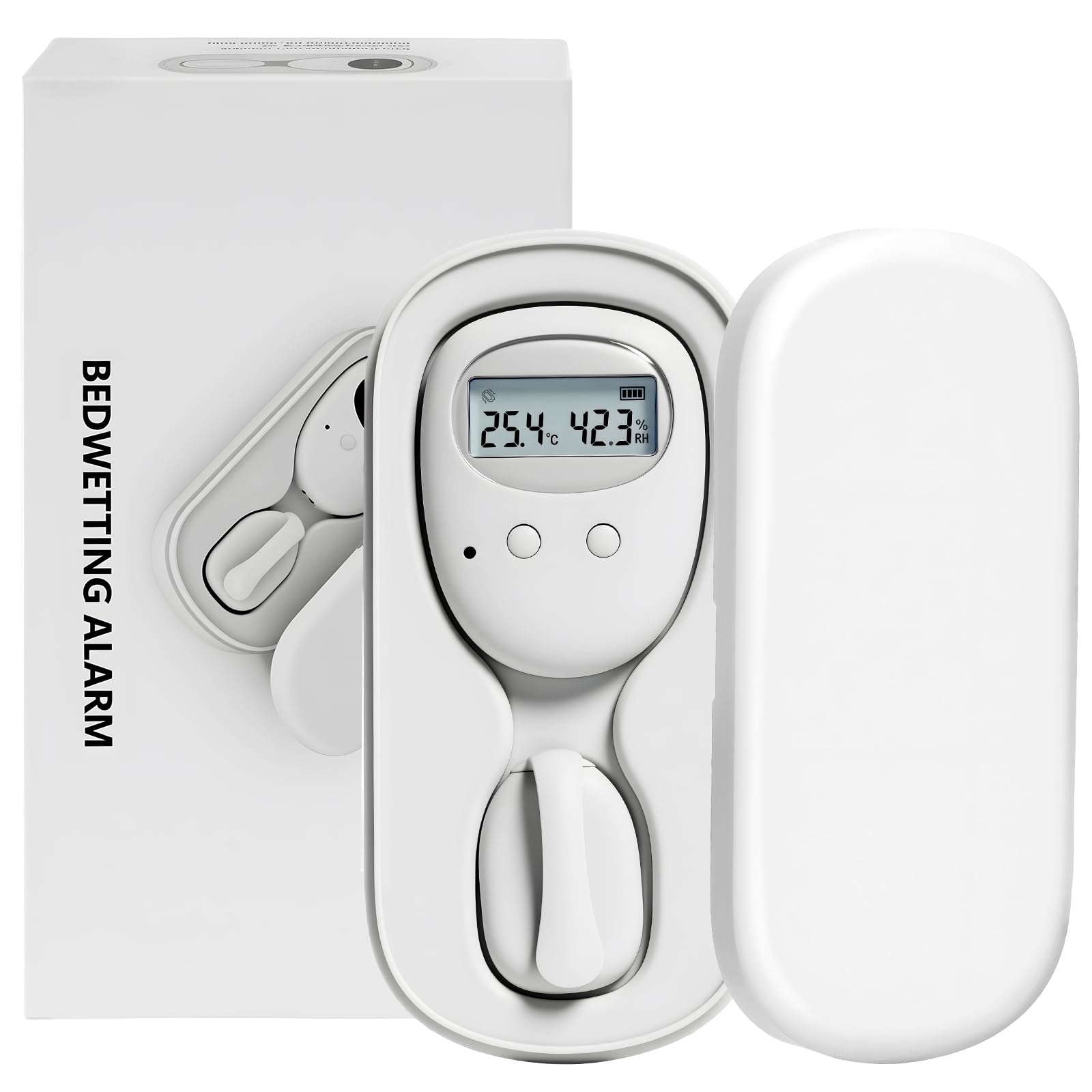 OFFCUP Kabelloser Bettnässer-Alarm für Jungen und Mädchen, LED-Anzeige 10-20M Wirkbereich, 3 modi USB Wiederaufladbar Vibration Pee Alarm Kids Töpfchentraining für Seniorenpflege Erwachsene