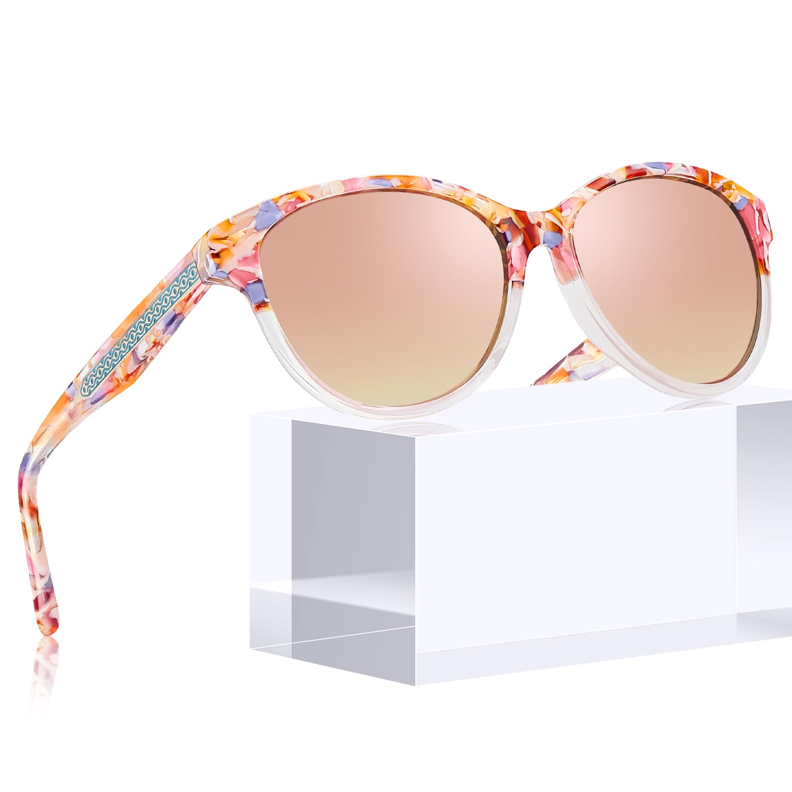 Carfia Gafas de sol Retro Polarizadas para Mujer Protección UV400 Conducción Exteriores Montura de Acetato