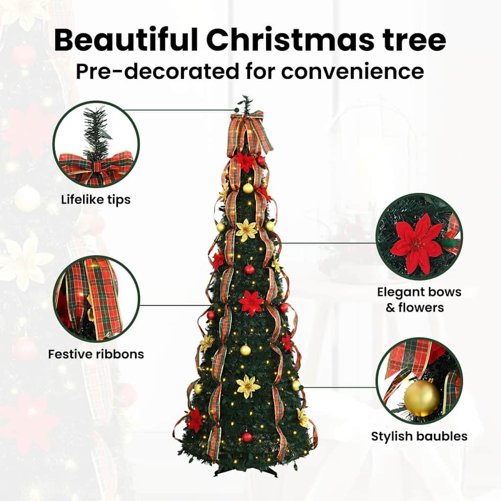vidaXL Künstlicher Weihnachtsbaum mit 200 LEDs Grün 215 cm PVC