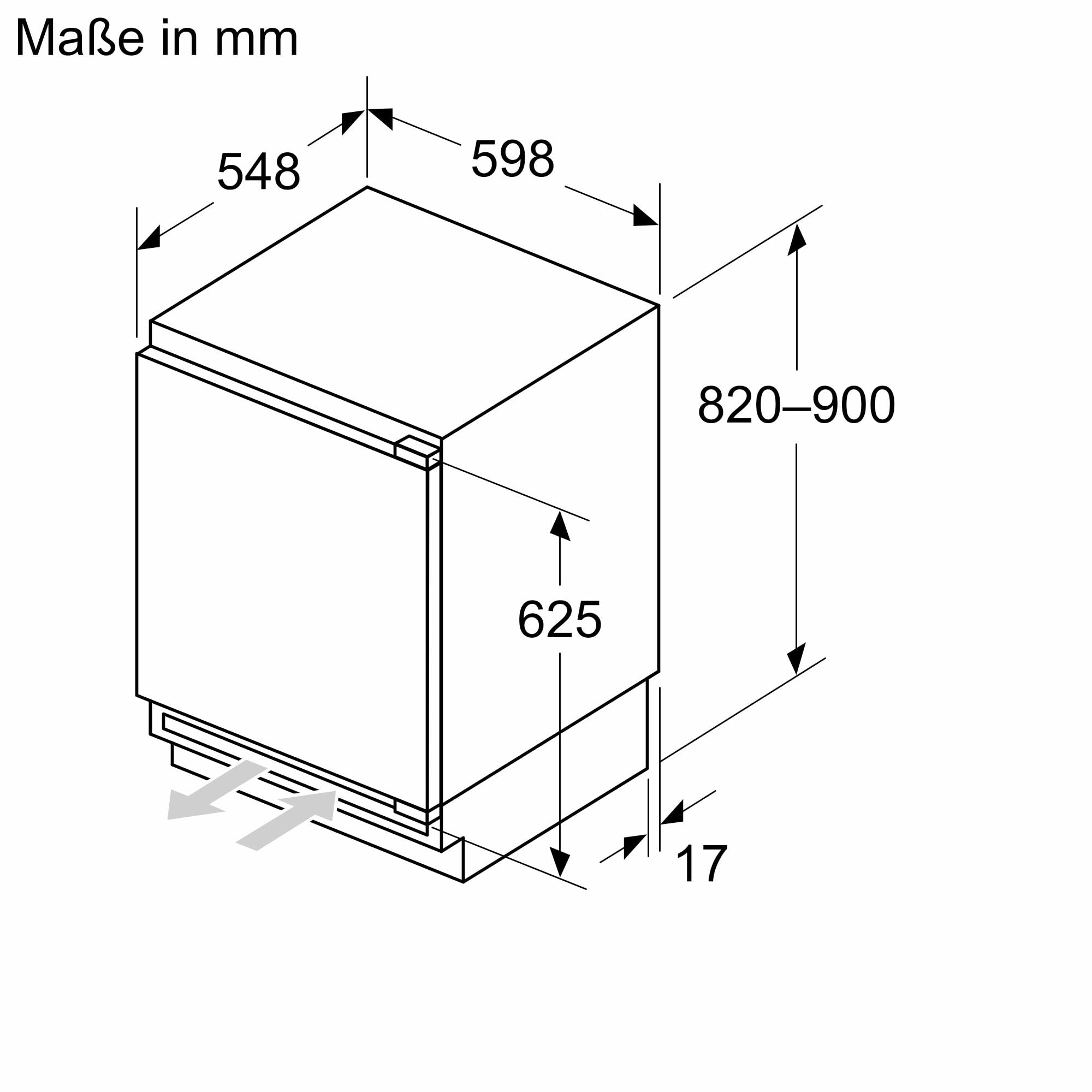 Bosch KUL22ADD0, Serie 6, Smarter Unterbau-Kühlschrank mit Gefrierfach, 82 x 60 cm Nische, 93 L Kühlen & 17 L Gefrieren, Made in Germany, längere Frische mit VitaFresh 0º, sehr leise, HomeConnect