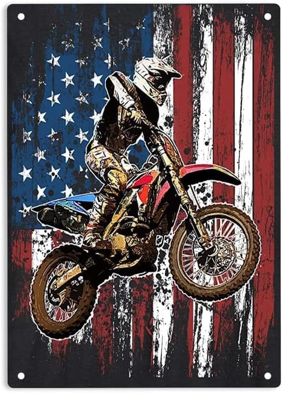 500 Pieces Jigsaw Puzzles Dirt Bike Racing Motocross Racing American Flag Signs, Racing Motocross Bars Cave 15 * 20 in