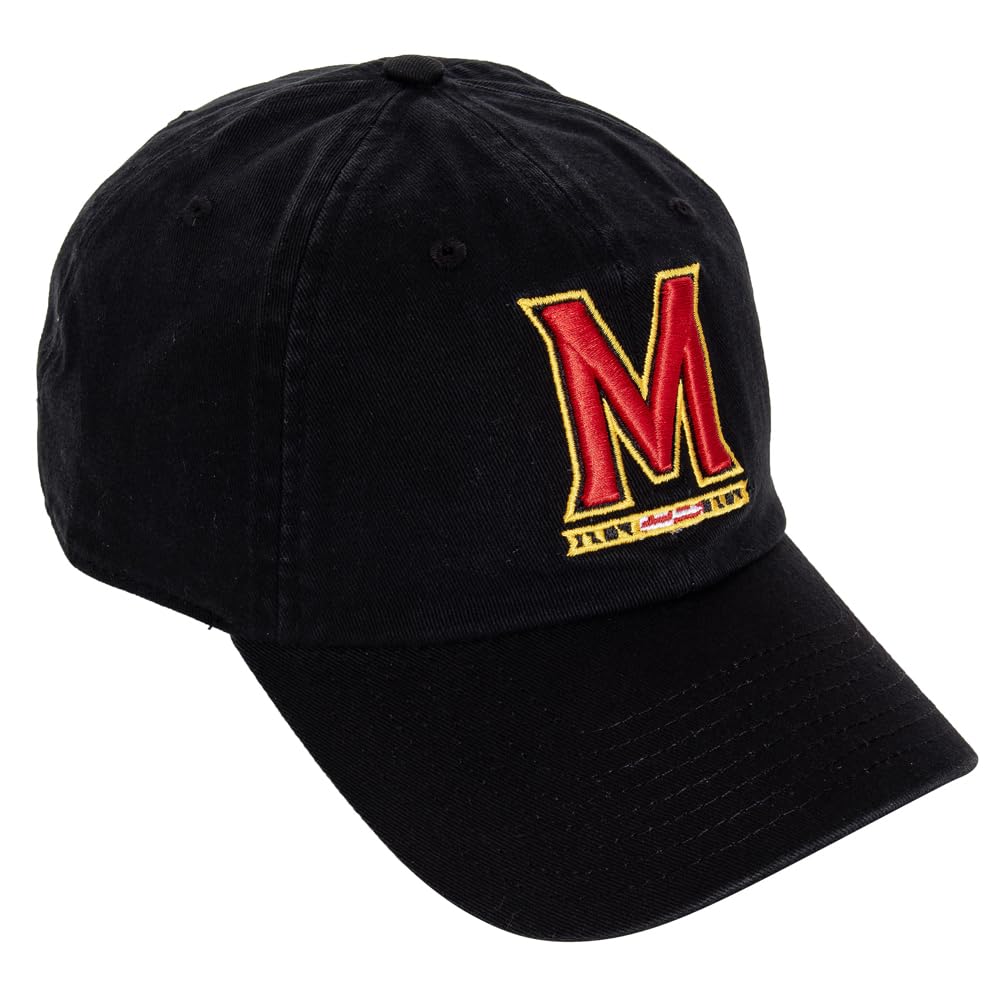 Desert Cactus University of Maryland Baseball Hat Terrapins UMD Terps Brimmed Embroirderd Hats Cap Adjustable Cloth Strap Adult (Style C1) Black, Black, One size