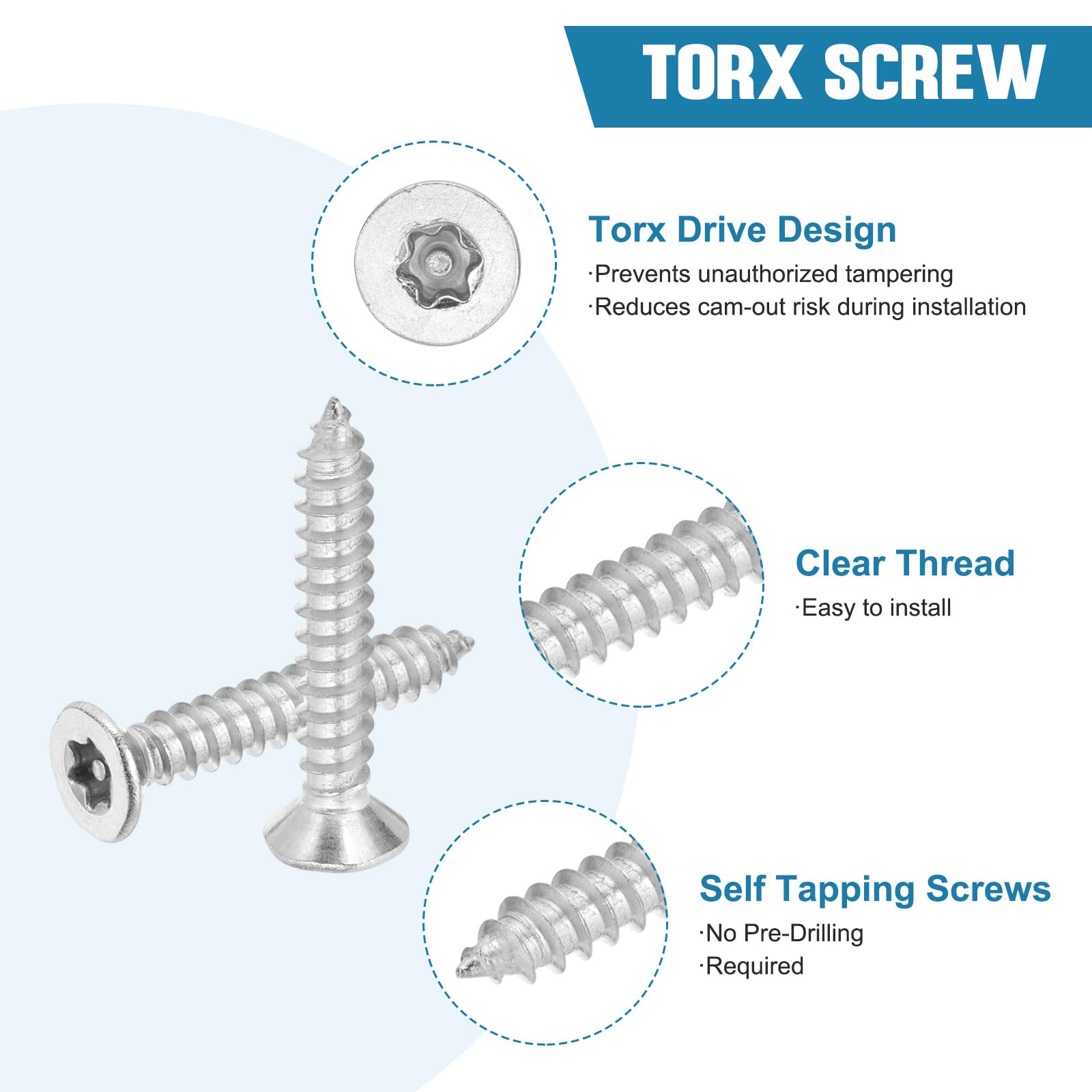 PATIKIL 100 Pcs Flat Head Torx/Star Screws - Image 3