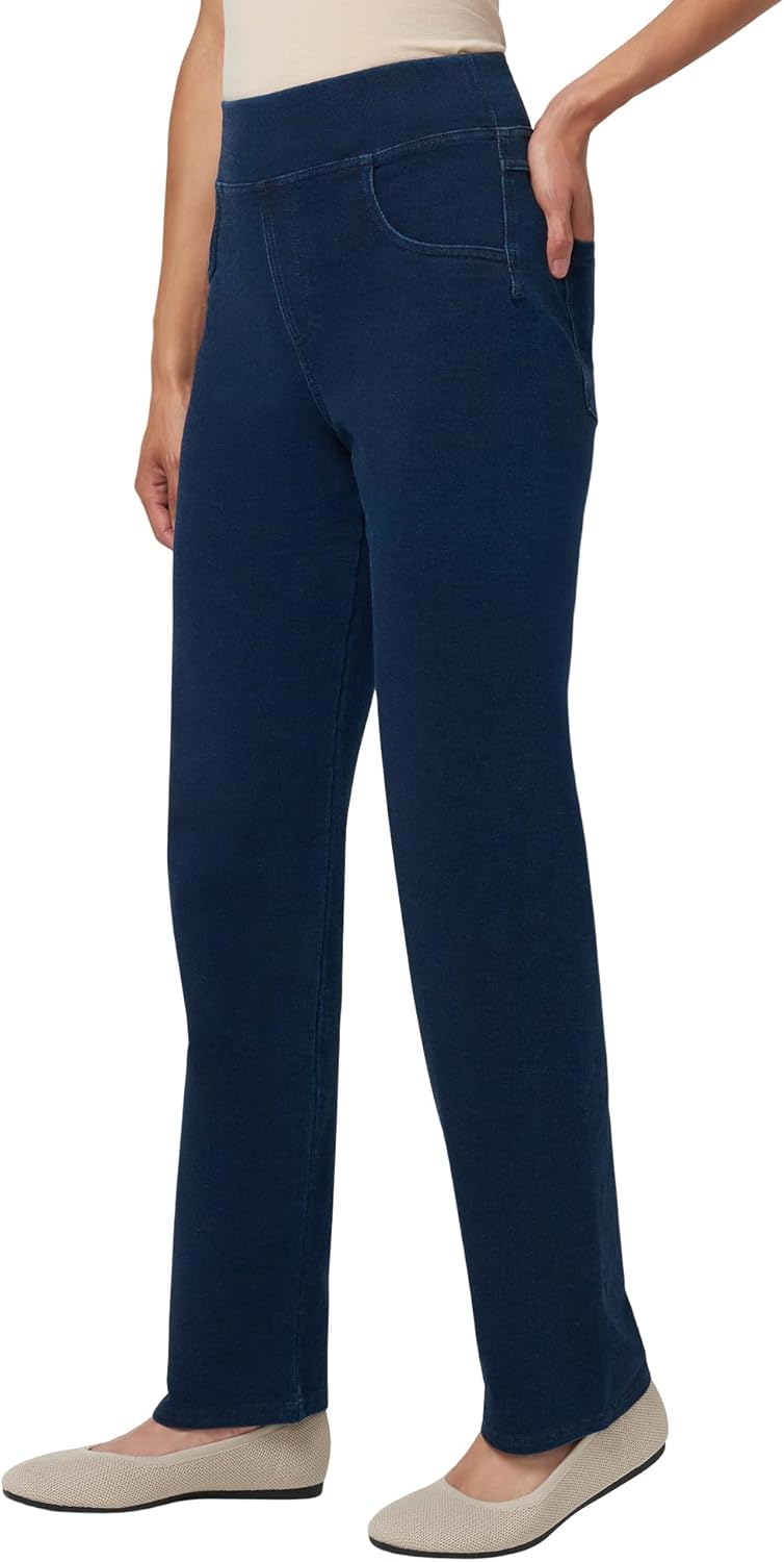 HUE Women's Super Soft Stretch High Rise Straight Leg Denim Leggings - Image 3