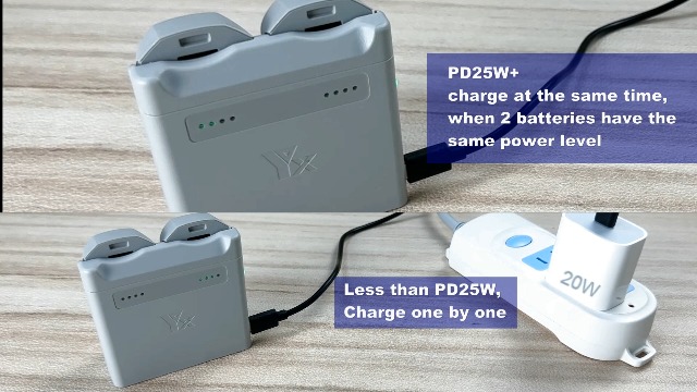 LYONGTECH Caricabatterie Doppio Per DJI Flip Drone – Hub Di Ricarica Bidirezionale Con Funzione Power Bank E Carica Di Stoccaggio