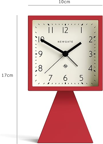 Miniatura 2 de NEWGATE Brian Retro - Reloj despertador de escritorio, reloj despertador cuadrado, analógico, sin tictac, reloj despertador pequeño, esfera árabe,