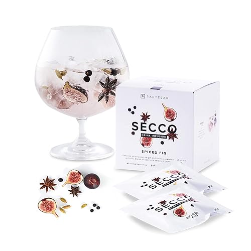 Infusión de bebida de higos especiados de Secco  Paquetes botánicos para ginebra y tónicos, cócteles, cócteles sin alcohol, refrescos y agua con gas
