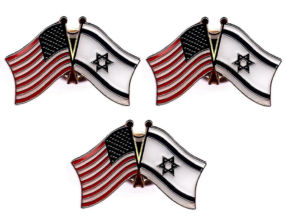 3 Israel USA Friendship Flag Lapel Pins Pack of 3 Israeli & American Double Flag Pin Badge