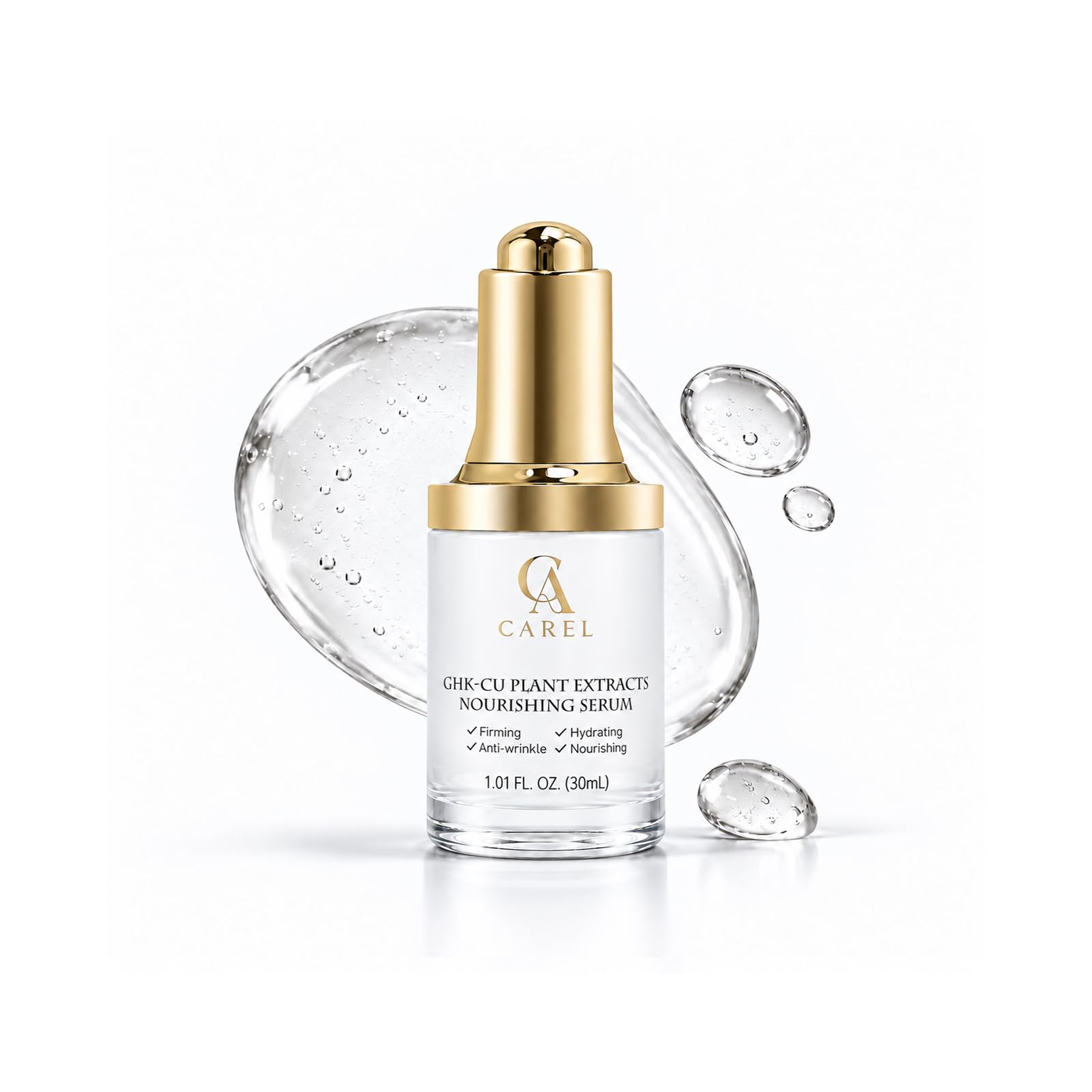 GHK-CU Peptides Nourishing Serum, Copper Tripeptide-1 for Firm, Wrinkle, Plant Extracts, Aloe, Agave for Skin Renewal and Moisture, All Skin Types, 1.01 fl oz