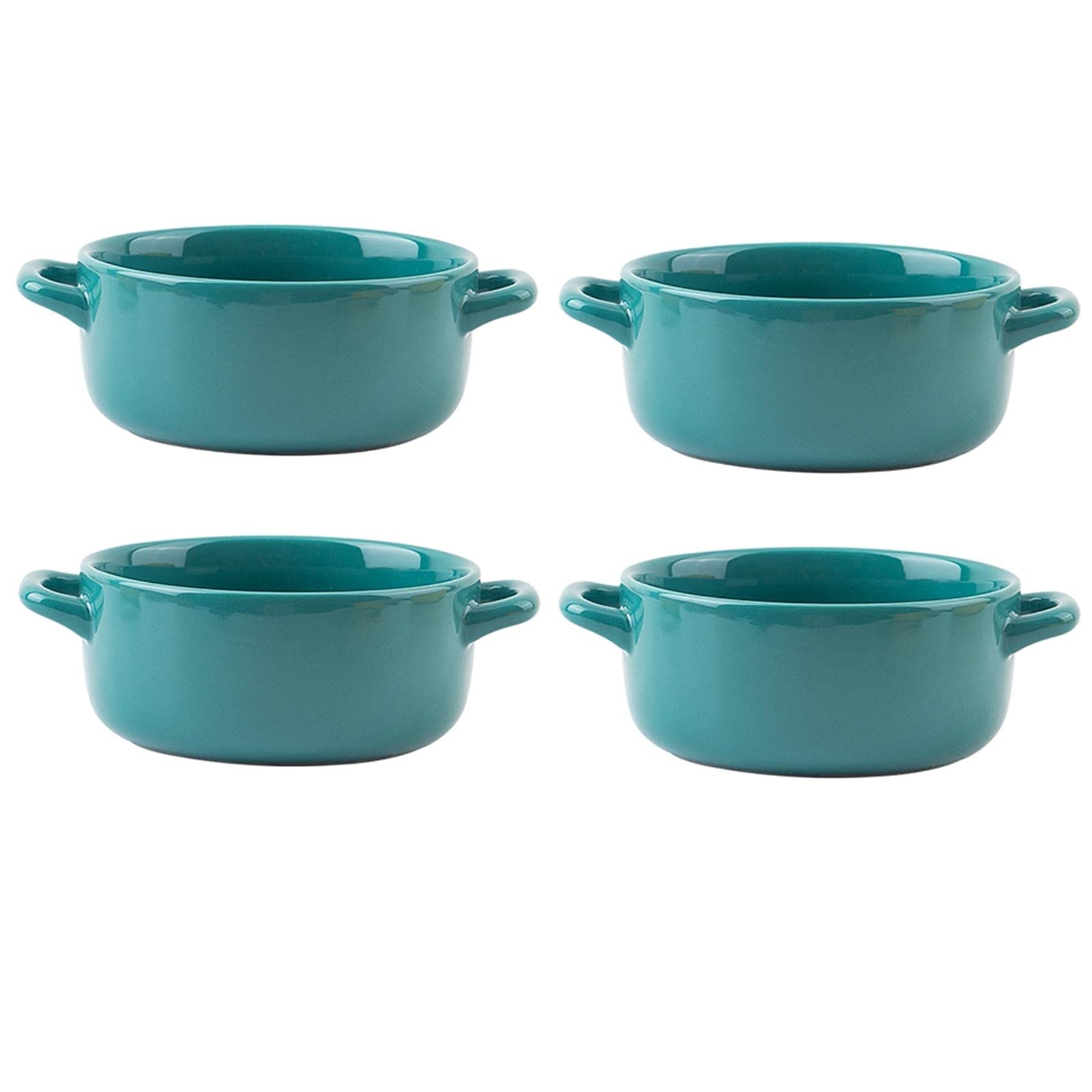Lnsalatiera Set di 4 Ciotole in Ceramica con Manici, Set di Ciotole in Ceramica for zuppe, Cereali e stufati, Ciotole for la Colazione Lsalatiera Grande(B)