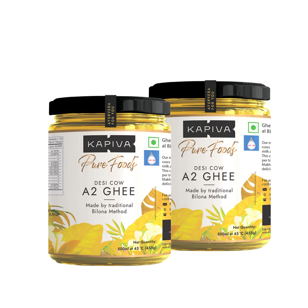 Kapiva A2 Desi Cow Ghee 500Ml | Bilona Method, Curd-Churned | Pure, Natural, Healthy | Grass-Fed Cultured Ghee - Super Saver Pack Of 2 (B0B6BM3H4X) Amazon Price History, Amazon Price Tracker