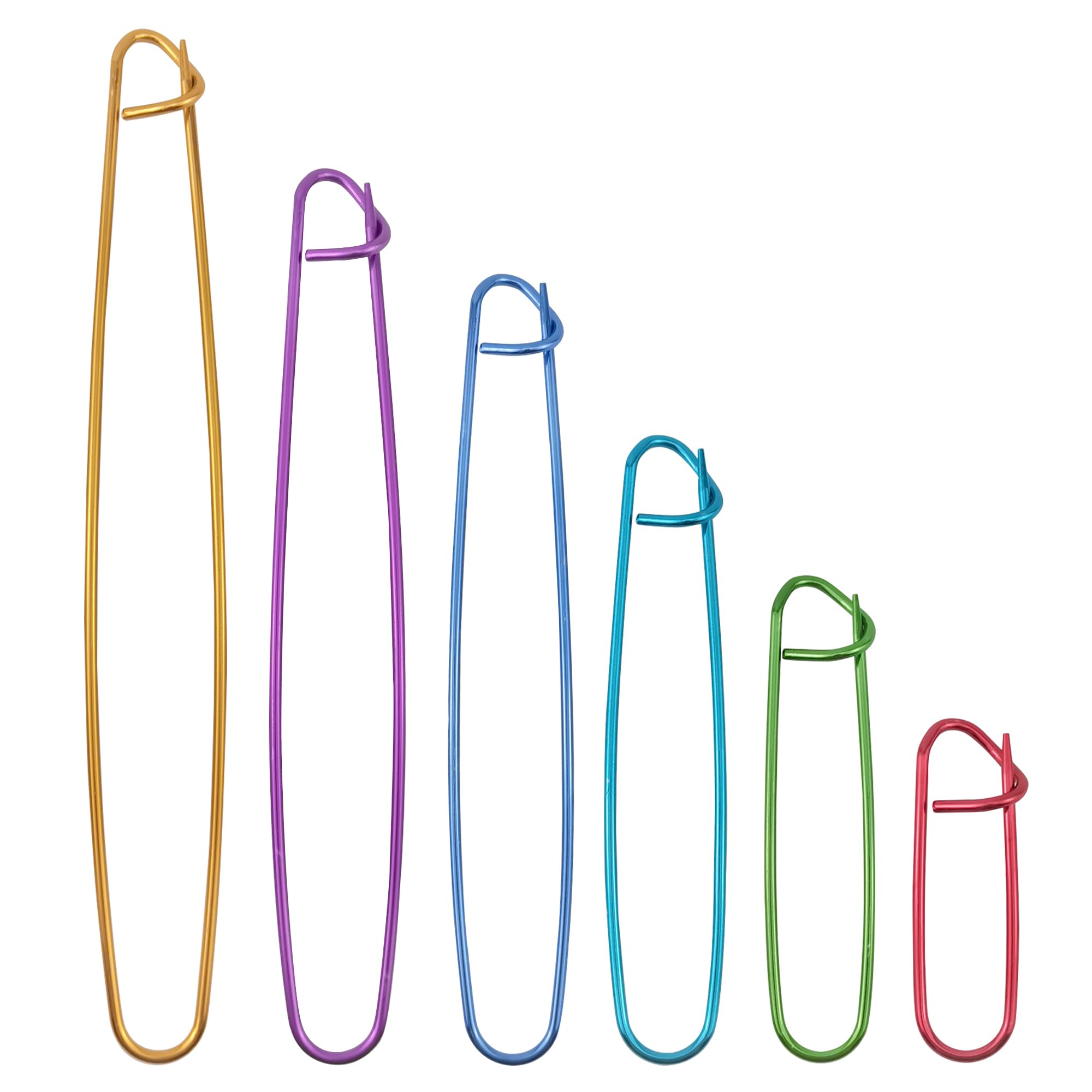 BlingKingdom 6 Size Metal Stitch Holders, Aluminum Yarn Knitting Stitch Holder Needle Marker Aid Large Safety Pins for DIY Knitting Sweaters Gloves Crochet Craft Projects (6 Colors)-image-40