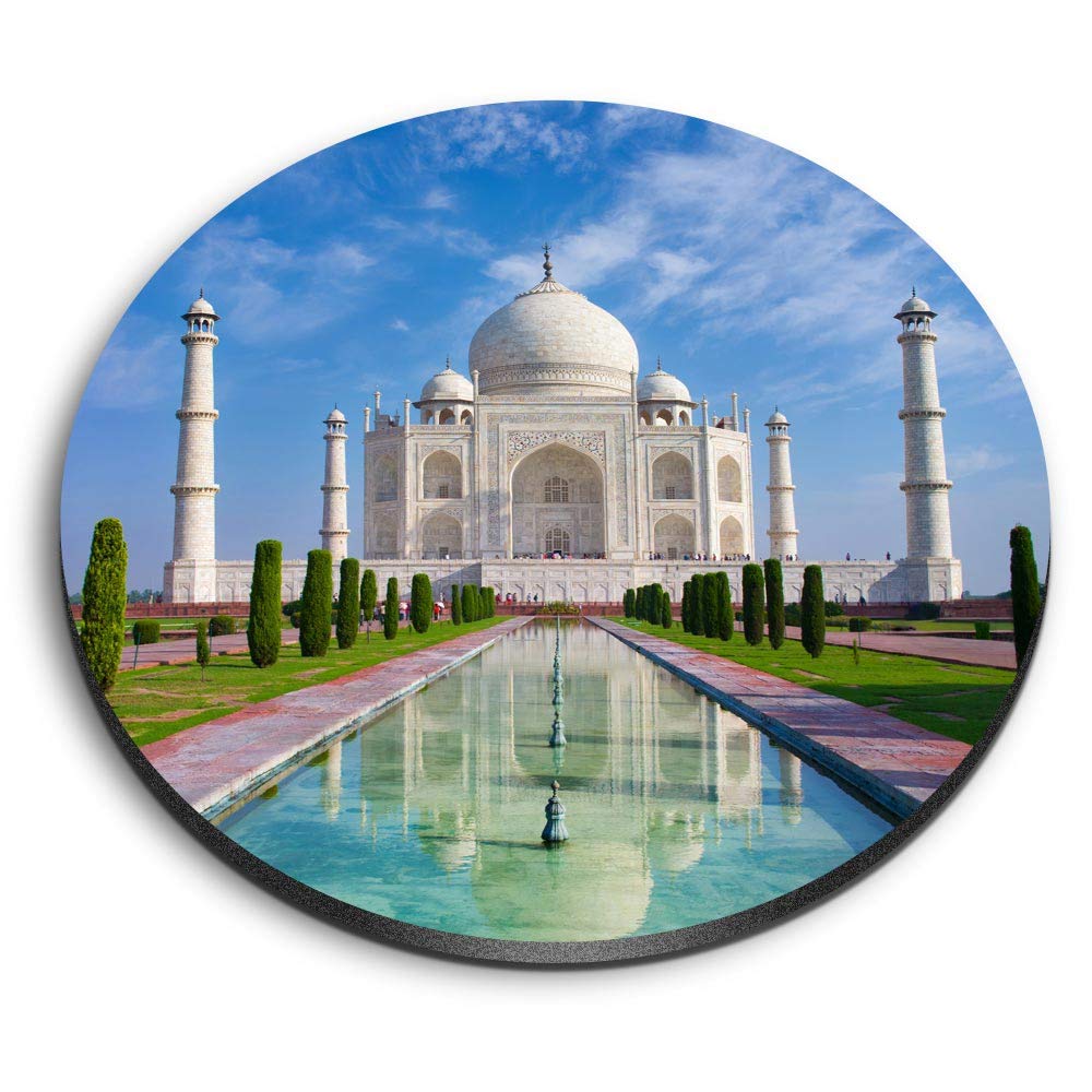 Destination Vinyl Ltd Multicolor 1 X Round Mdf Magnet - Indian Taj Mahal Building India 15742