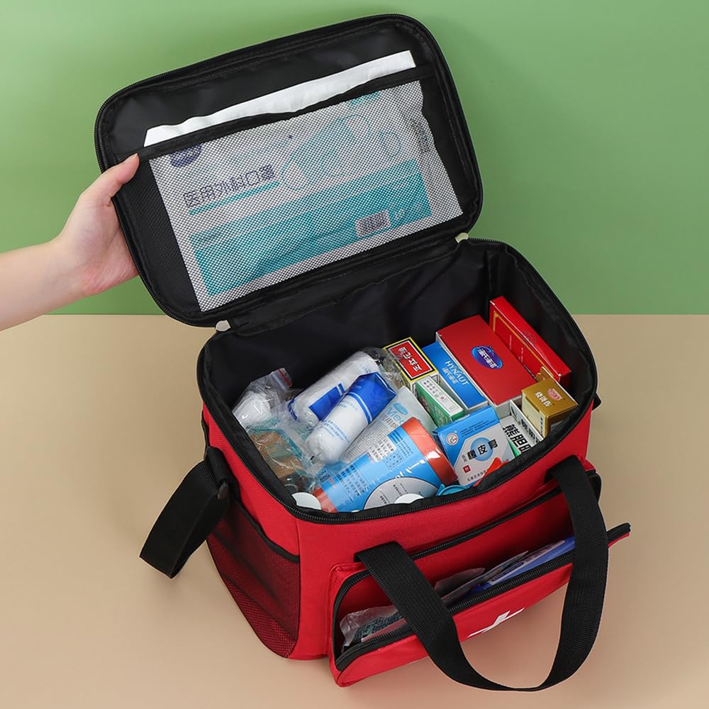 Porta Medicine da Viaggio 14L,Kit Pronto Soccorso XXL,Cassetta Pronto Soccorso Vuota,con Tracolla a Tracolla,Impermeabile, per Casa, Scuola, Viaggi, Campeggio, Escursioni (Marina)