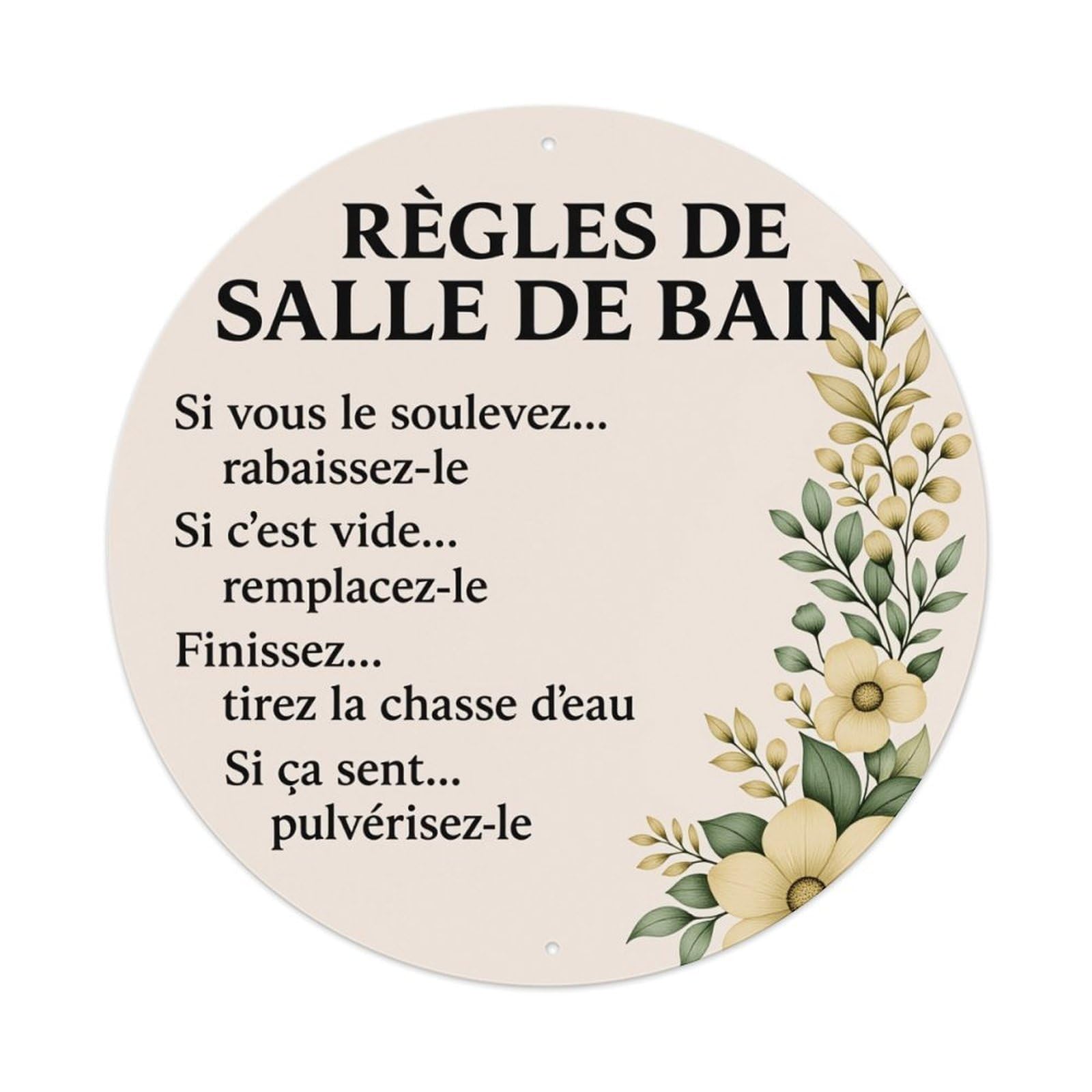 Floral Pattern With Leaves And Flowers Round Tin Sign Vintage Metal Poster Retro Bar, Home, Man Cave, Kitchen, Laundry Room Wall Art Decor Gift 8x8Inch