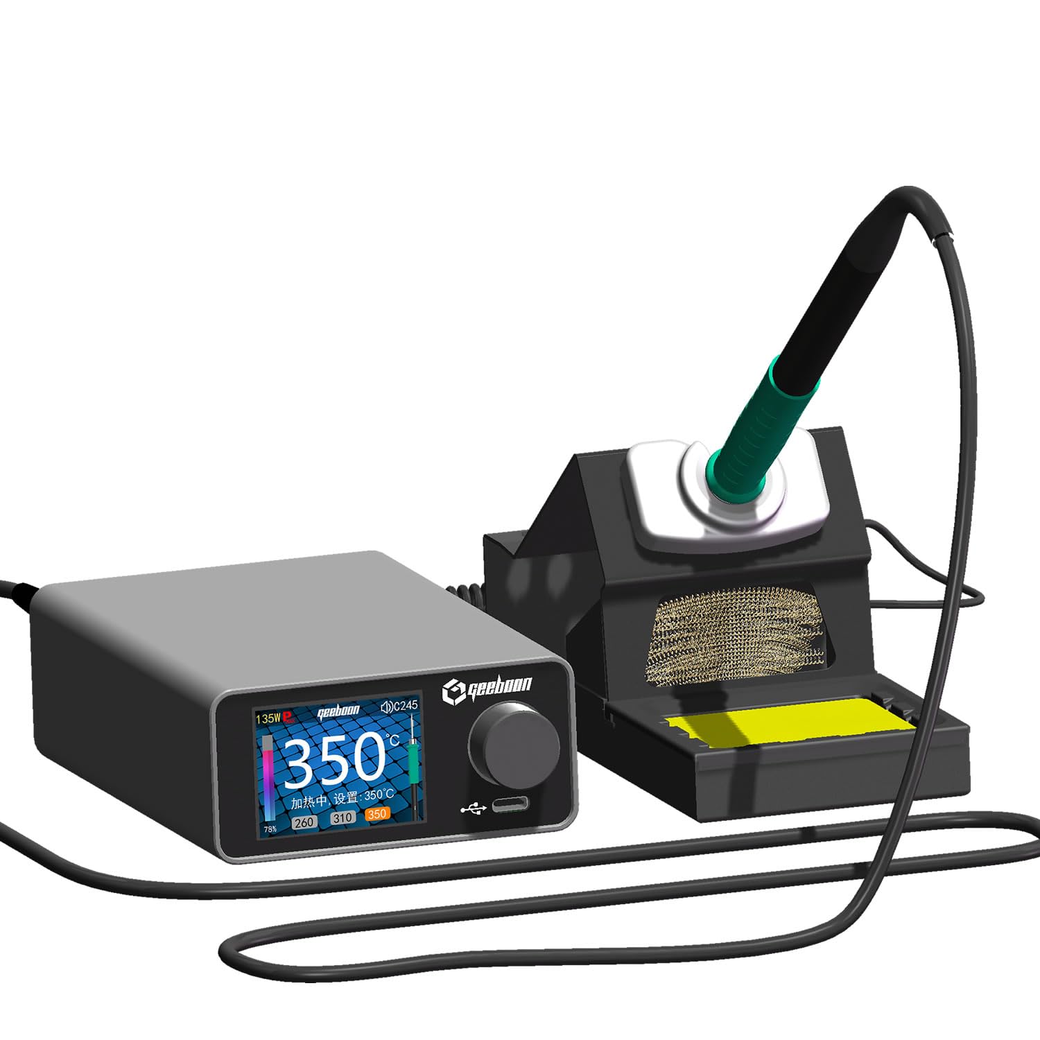 GEEBOON TC22 soldering station compatible with 115/210/245/T12 soldering tip color curve display soldering rework station (TC22, C245KIT)