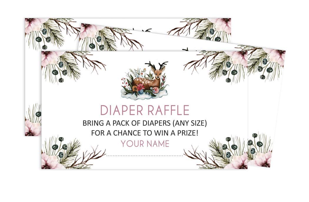 Inkdotpot 30 Baby Shower Diaper Raffle Ticket-Lottery Insert Cards-Supplies Games for Baby Shower Party-Animals Bring A Pack of Diapers to Win Favors-Gifts-and Prizes