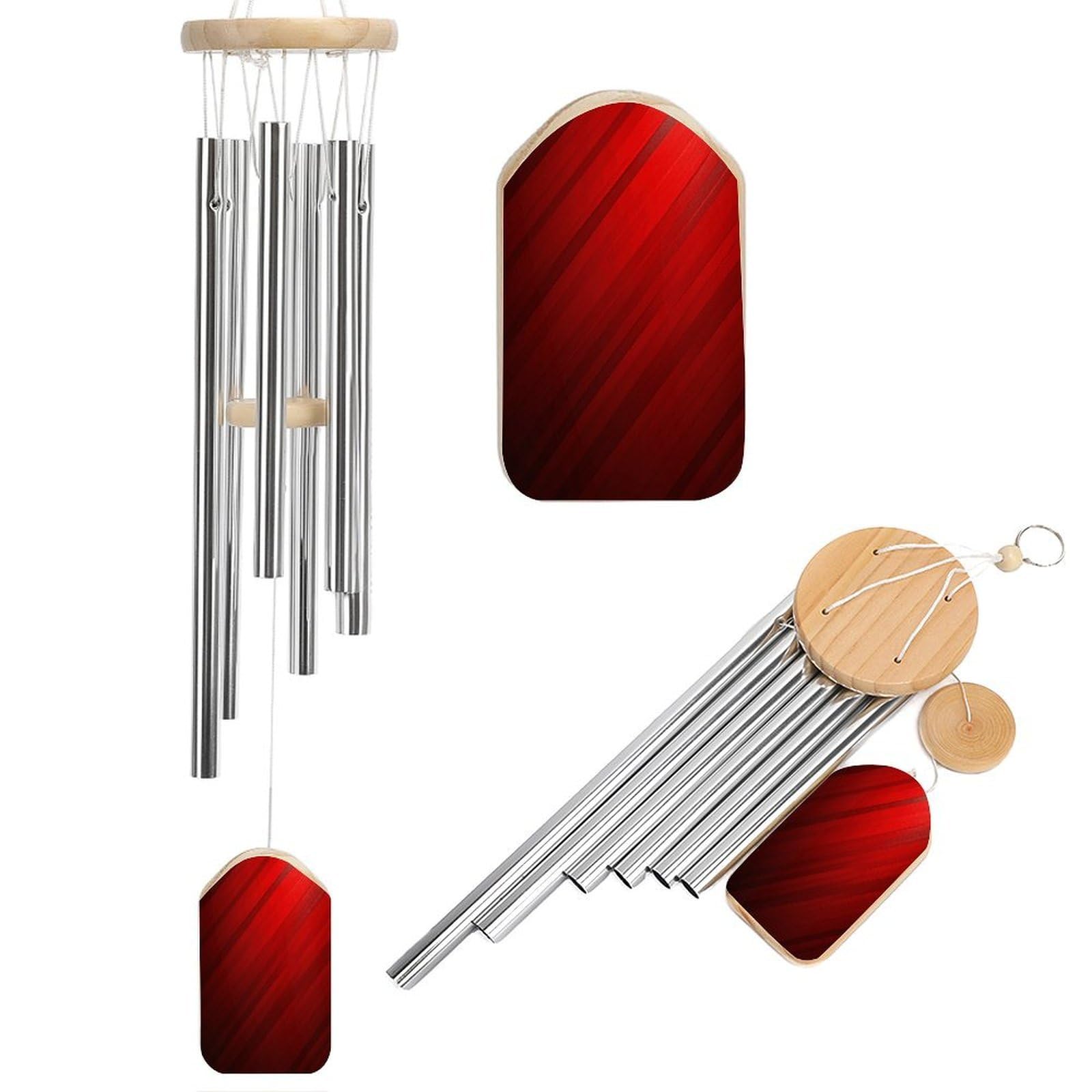 Red Stripe Wind Chime-Outdoor-Garden Decors. Aluminium Wind Chimes to Melodic Tones .Memorial Wind Chime for Garden Yard Porch, Good Gifts for Women Mom Grandma Wife.