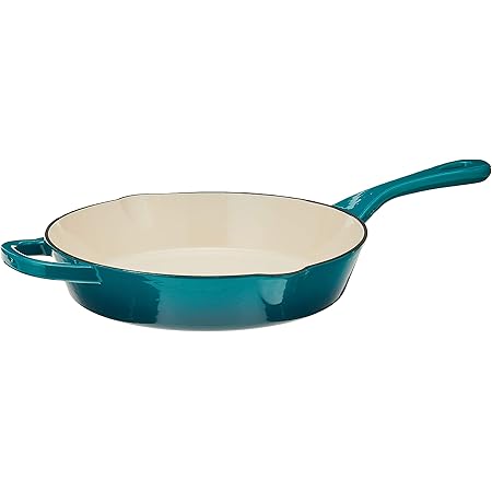 Crock Pot Artisan 10 Inch Enameled Cast Iron Round Skillet, Teal Ombre