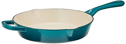 Crock Pot Artisan Enameled Cast Iron 10-Inch Round Skillet, Teal Ombre