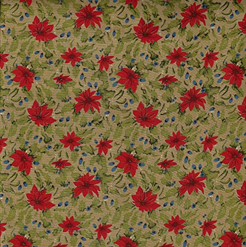 Diseño vintage de Navidad, color verde oliva, 100 % algodón, tela artesanal de diseño británico para patchwork y acolchado, colores e impresiones a juego (precio por cuarto de metro)