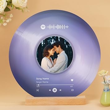 Custom Spotify Plaque with Picture - Colorful Vinyl Record with Photo Personalized Gifts for Girlfriend Boyfriend, Birthday Gifts Ideas, Customized Valentines Day Gifts for Him Her Couples