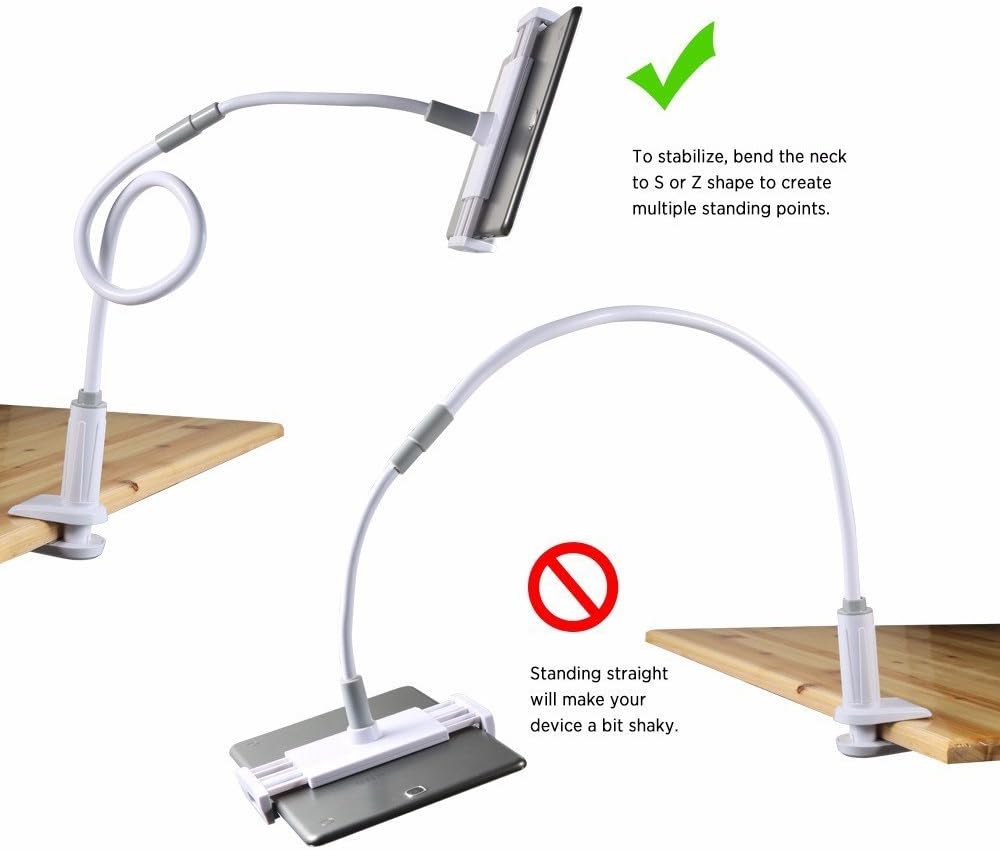 EasyAcc 360 Rotating Universal Tables Stand Cellphone Holder iPad Gooseneck Mount Lengthened 1M Bolt Clamp with for 4-10inch Smart Phones Tablets iPhone Samsung Android HTC Cellphone and Tabelts