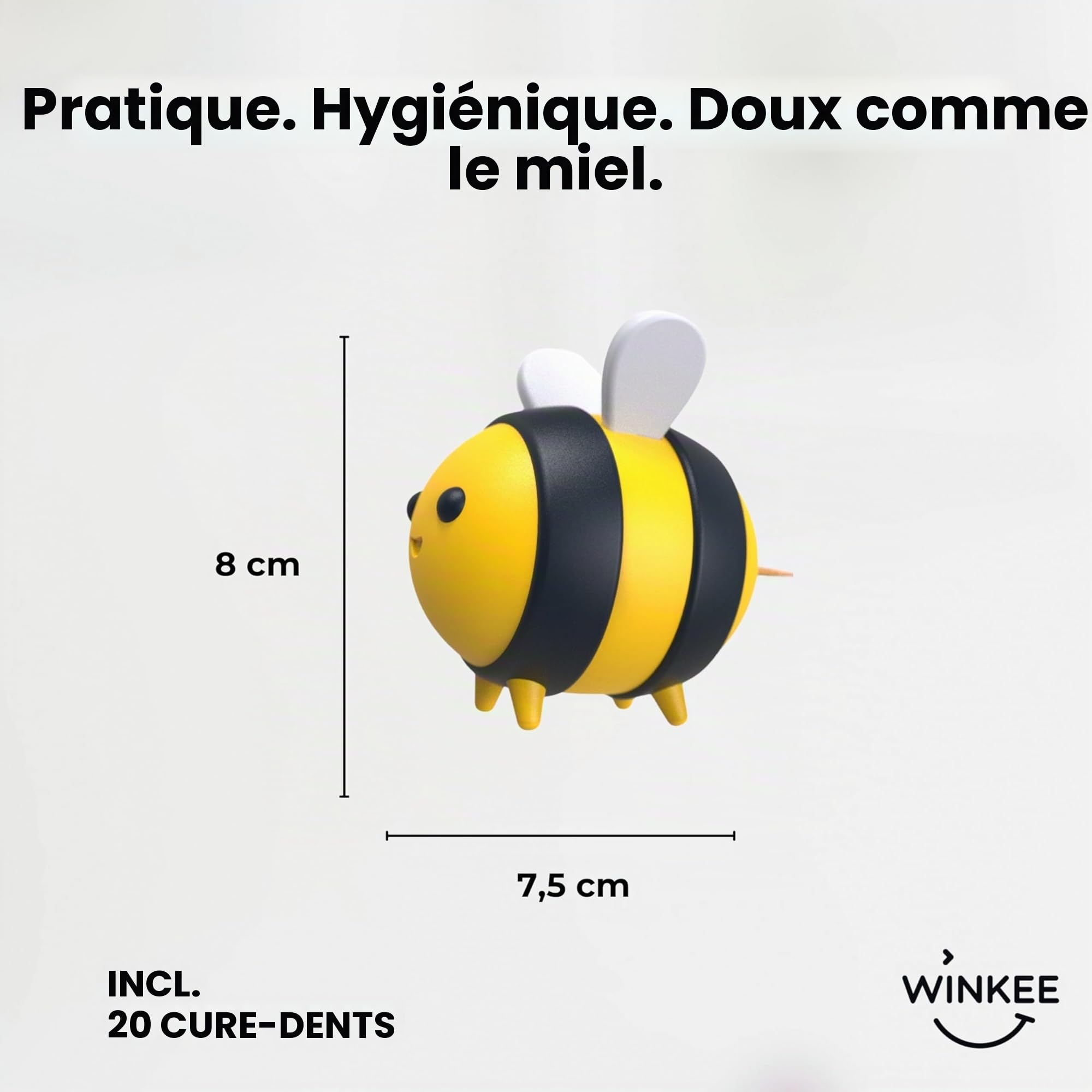 Winkee Distributeur de cure-dents en forme d'abeille, pour cure-dents standard 6 cm