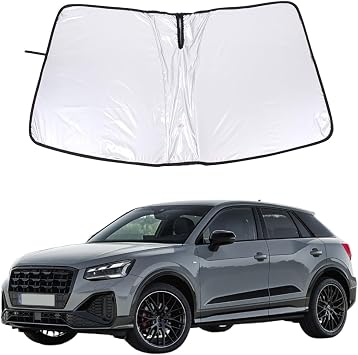 Car Windshield Sunshade Custom Fit for Audi Q2 2016-2024 Foldable Sun Shield Reflective Polyester Sun Visor Cover Block Heat and Sun Protection Accessories