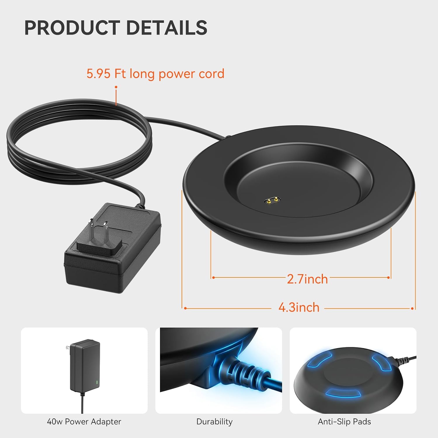 Charging Coaster 2 Compatible with Temperature Control Smart Mug 2 and 1/Travel Mug, Wireless Charger Power Dock Base for Home & Office