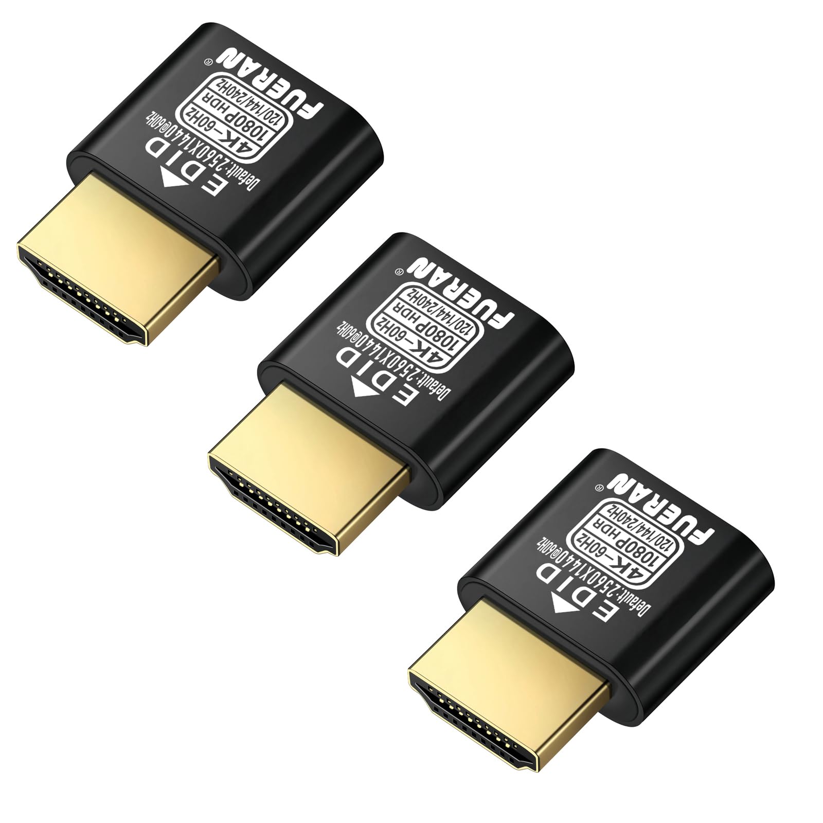HDMI Dummy Plug 4K HDR,4K@60Hz、1440P@120/144Hz、1080P@120/144/240Hzedid Emulator Virtual Display Adapter,hdmi Headless Adapter-NEW-4K(default1440P) 3Pack