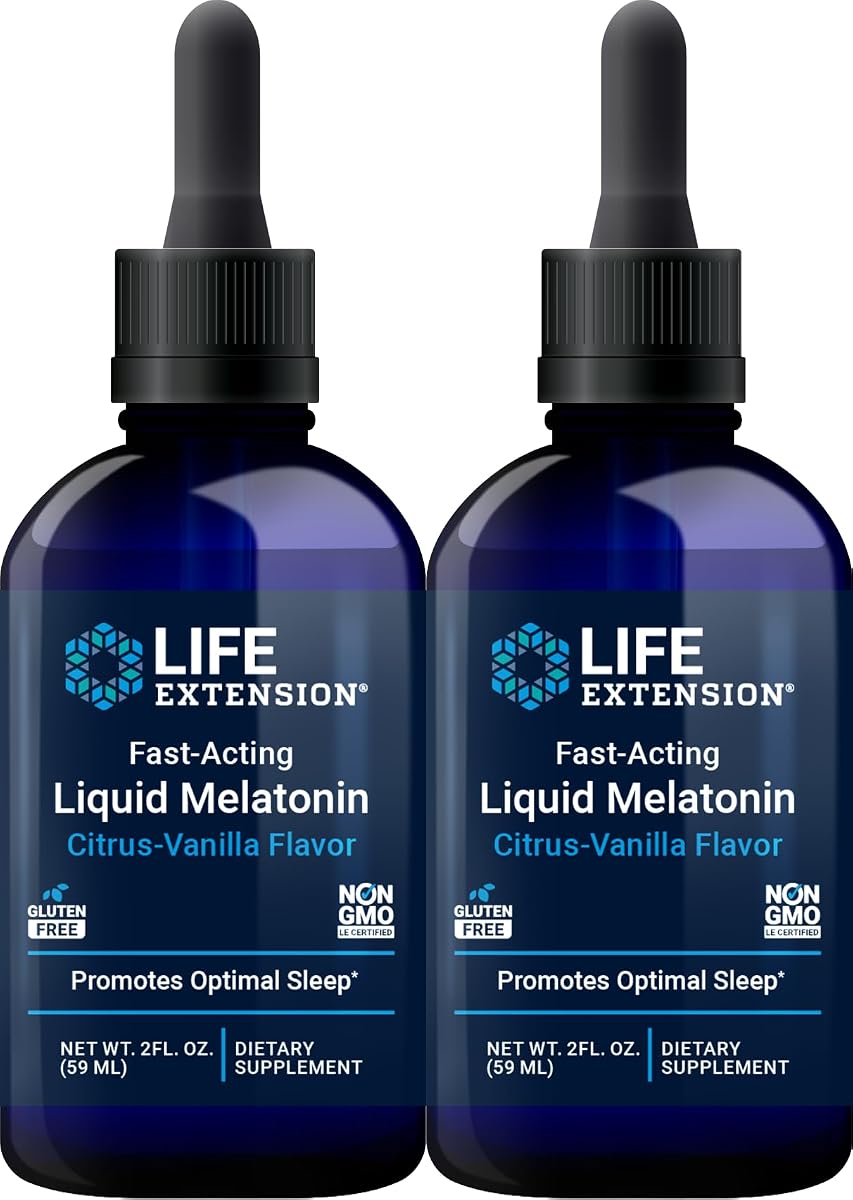 Life Extension Melatonina líquida de acción rápida (cítricos y vainilla), 2 onzas líquidas (paquete de 2)