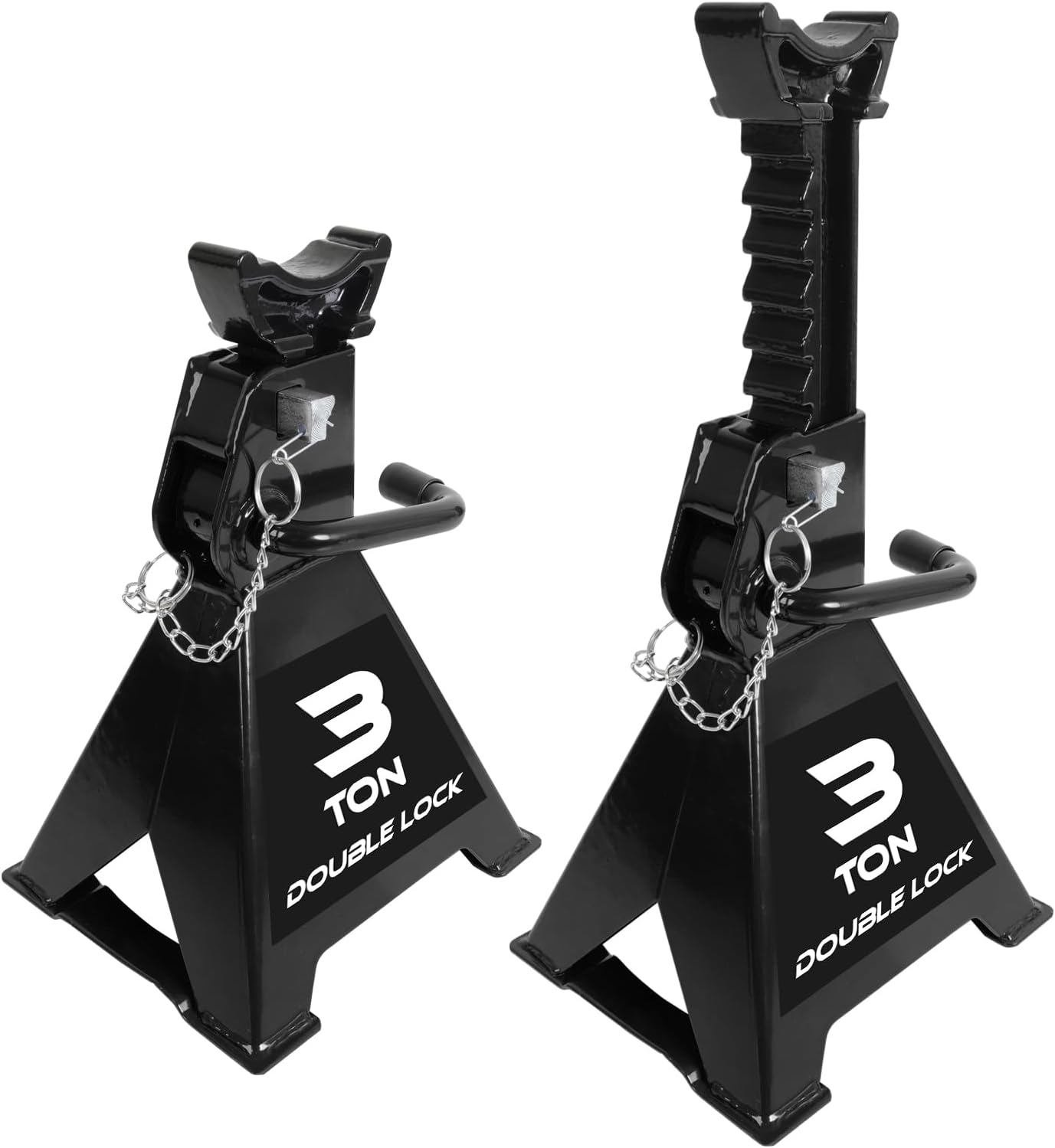 Torin AT43005AB Steel Heavy Duty Jack Stands: Double Locking Pins, 3 Ton (6,000 lb) Capacity, Black, 1 Pair (2 Pack)