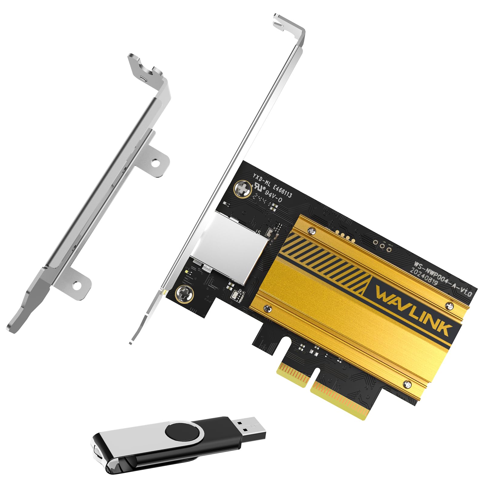 WAVLINK 10G Base-T PCIe Tarjeta de Red, Adaptador Ethernet PCI Express de 10 000/5 000/2 500 Mbps con Chip RTL8127, Tarjeta de Red 10G para Windows 11/10 y Linux con Soporte de Perfil bajo