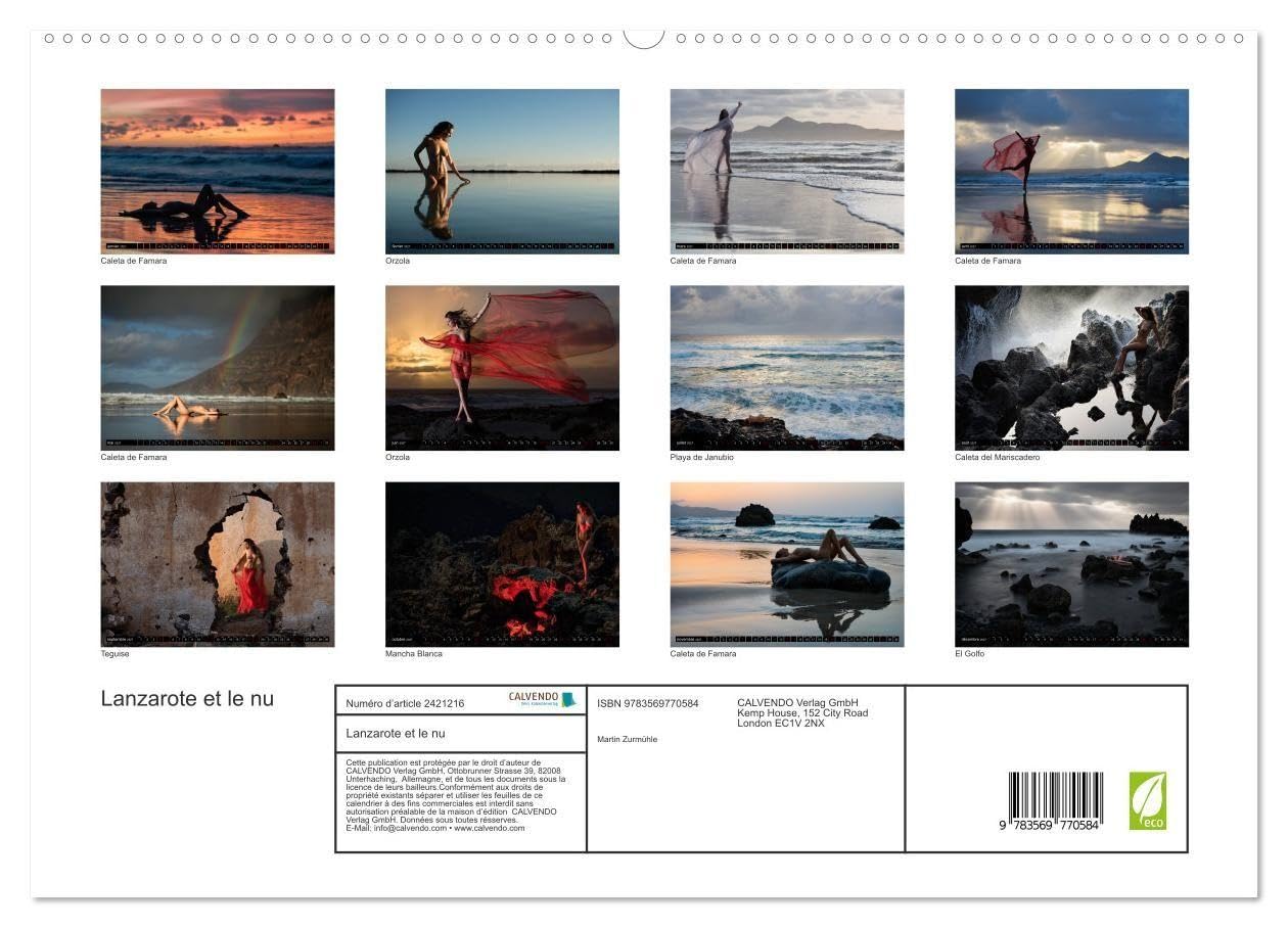 Lanzarote et le nu (Calendrier mural haut de gamme 2027 DIN A2 vertical), CALVENDO calendrier mensuel: Photos érotiques dans la nature de l'Île de Lanzarote