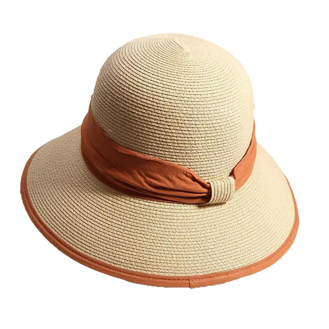 Yeuyyben Cappello da spiaggia da donna per l'estate all'aperto in tinta unita retrò cappello da sole cappello da donna cappello di paglia con visiera grande