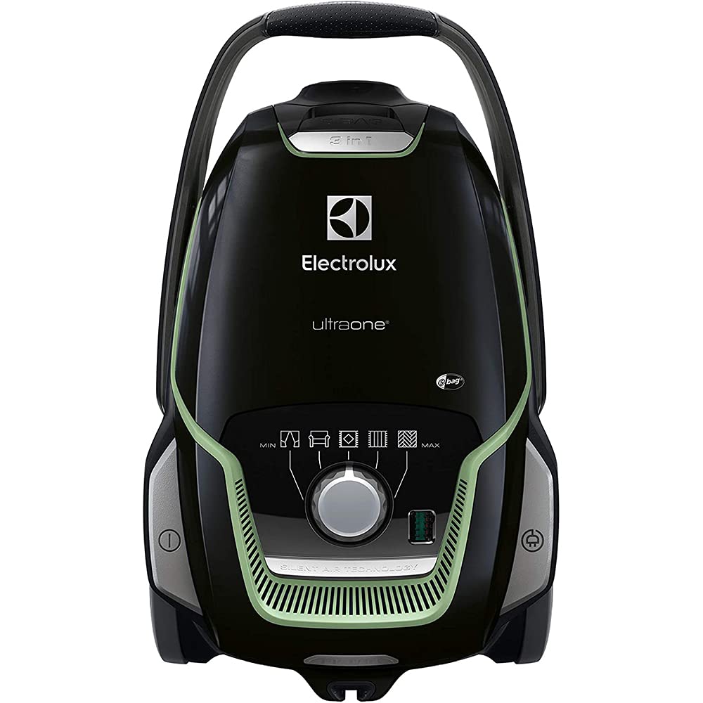 Electrolux UltraOne, Aspirateur Traineau avec Sac, Ultra Silencieux 65 DB, 2 Sacs Inclus, Performance d'Aspiration, Poignée Ergonomique, EUO9GREEN, Noir