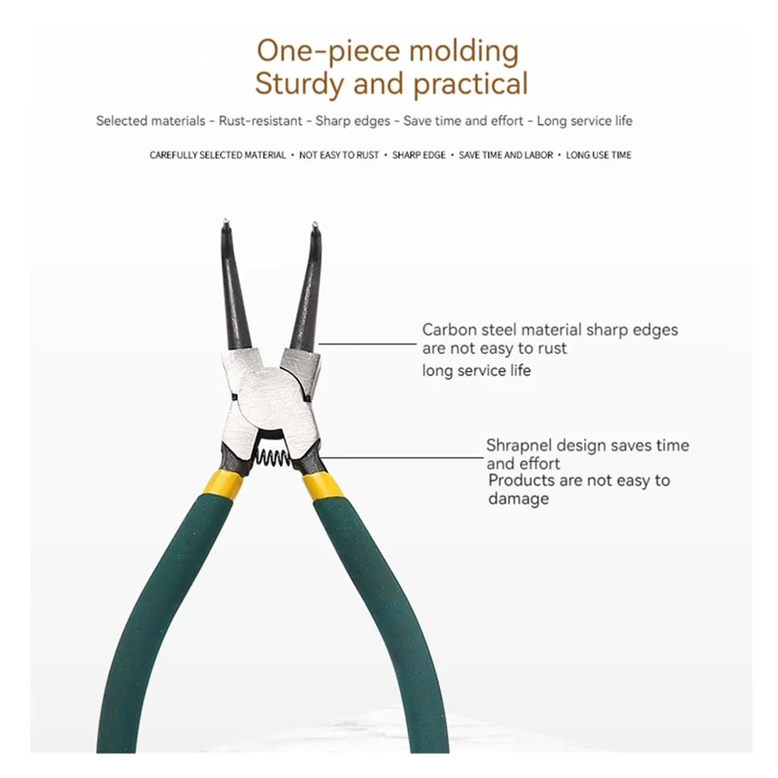 Set Di 4 Pinze for Anelli Elastici Da 7 Pollici, A Becco Lungo, Piegato, Interno Ed Esterno, Strumento Di Rimozione Dell'anello Elastico Di Fissaggio