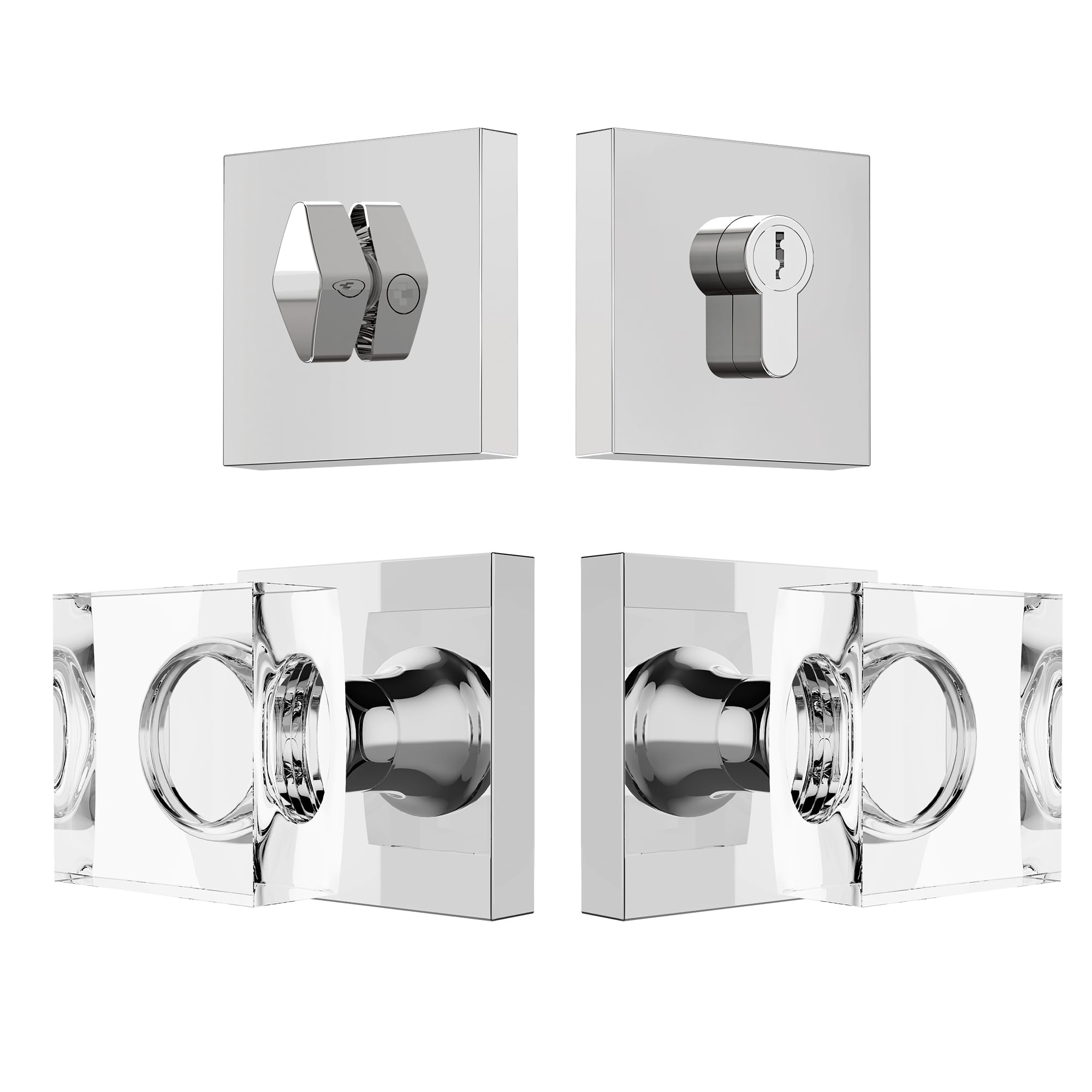 Brushed Gold Door Knobs - Crystal & Modern Design -15