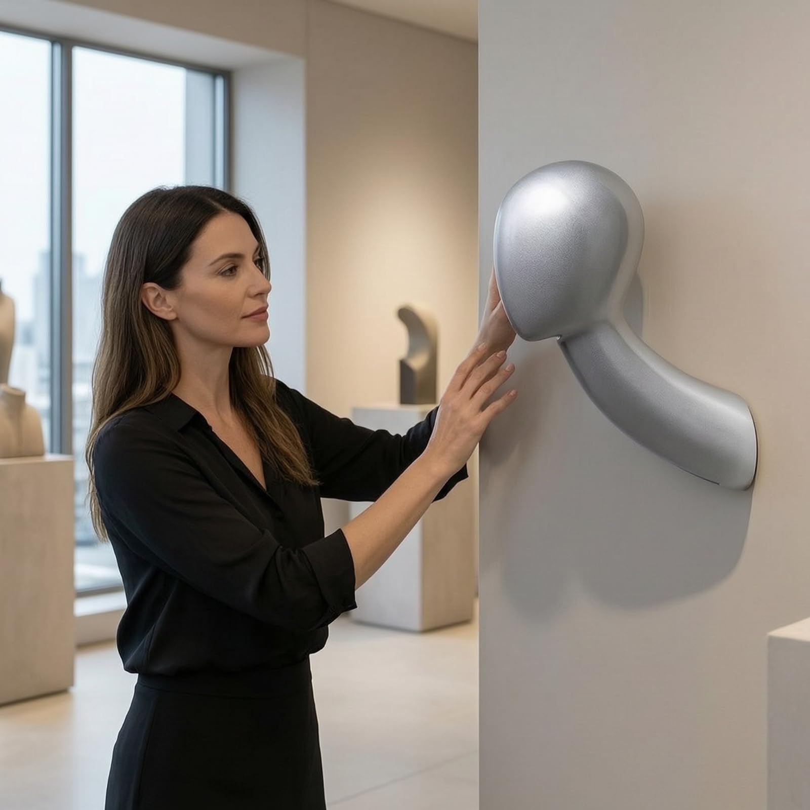 Soporte de Pared para Exhibición Cabeza de Maniquí Expositor Montaje en Pared Maniquí Cabeza Larga Acabado Moderno Ligero y Fácil de Reubicar Sujeción