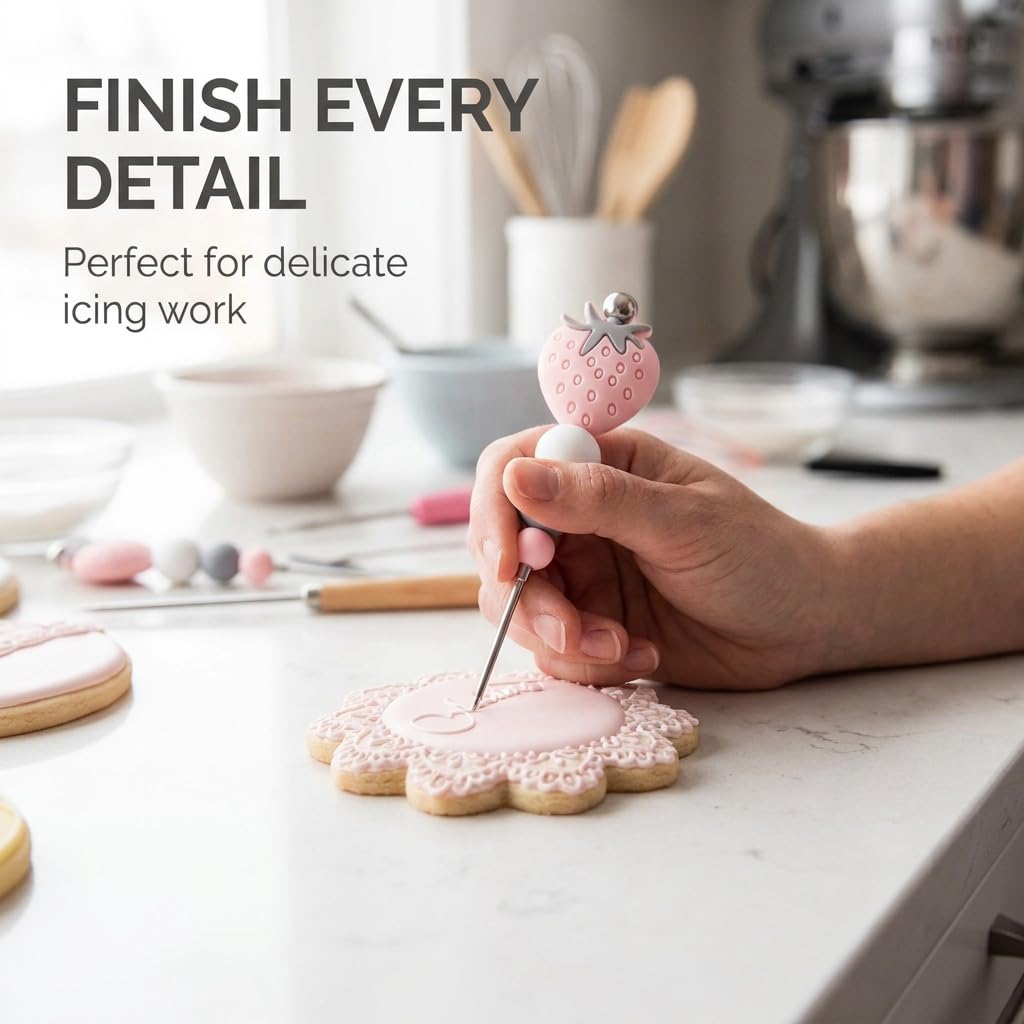 1 aguja profesional rosa para repostería, herramienta para repostería profesional, para galletas y galletas, fresas, azúcar, herramienta para repostería profesional
