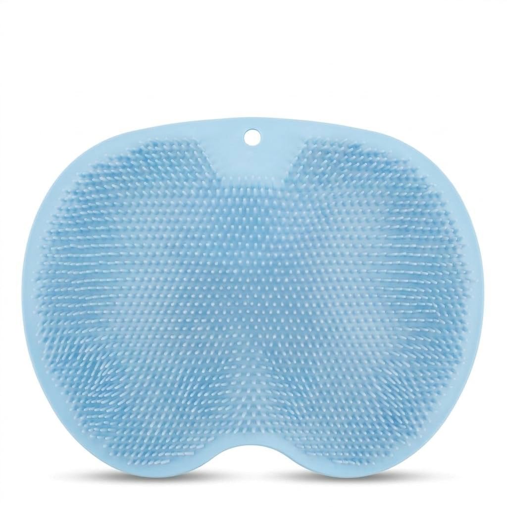 Silicone Foot Scrubber Mat, Blue, Soft Bristles, Shower Bath Foot Cleaner with Hanging Hole-image-18
