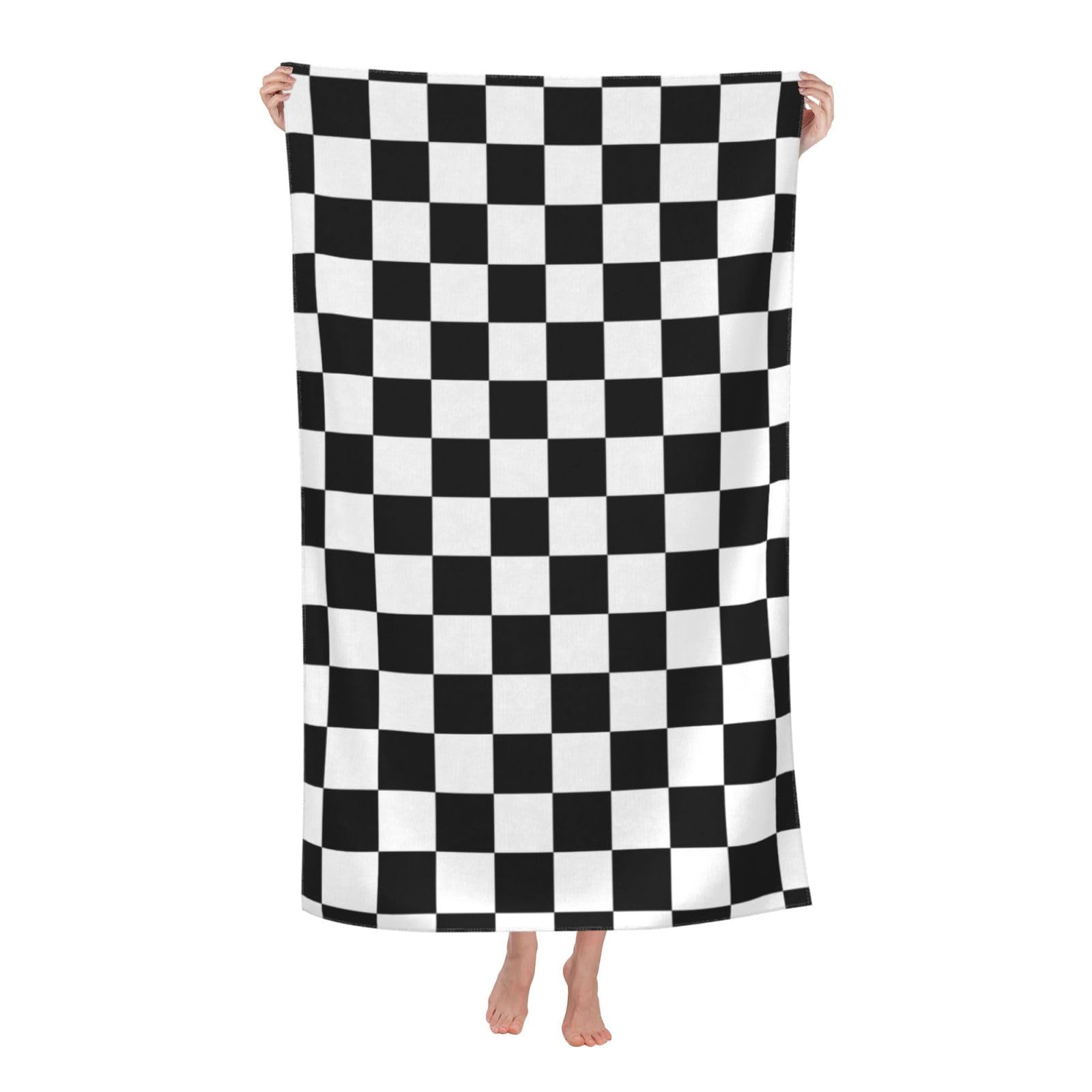 Lfeartesa As Picture Huge F1 Formula One Black & White Chequered,Soft Bath Towel Lightweight Beach Towels Pool Towels Travel Camping Bath Towels Quick-Drying Beach Blanket 80 X 130 Cm