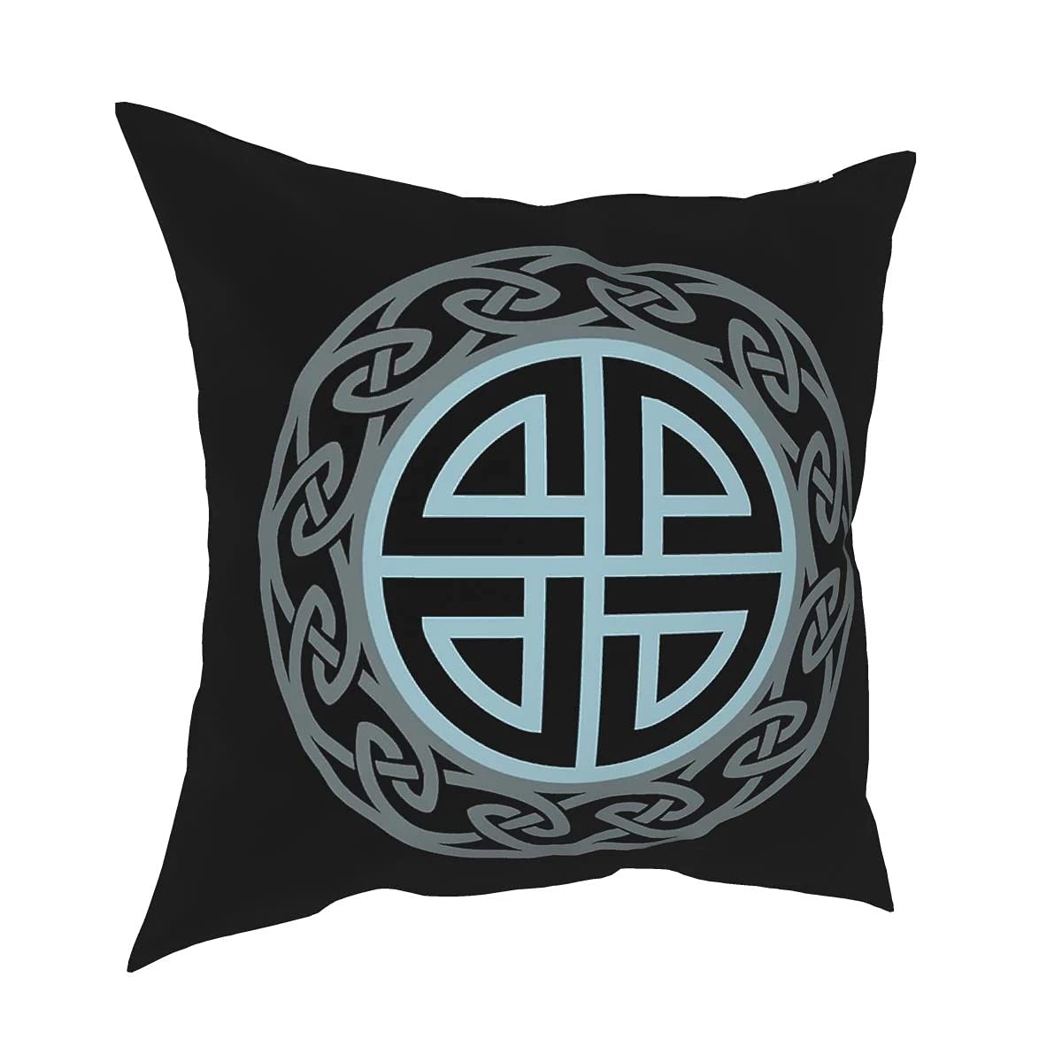 Viking Pattern Throw Pillow Covers Nordic Ancient Celtic Shield Knot Square Decor Sofa Cushion Cover Polyester Pillowcase,Azure,18x18Inch