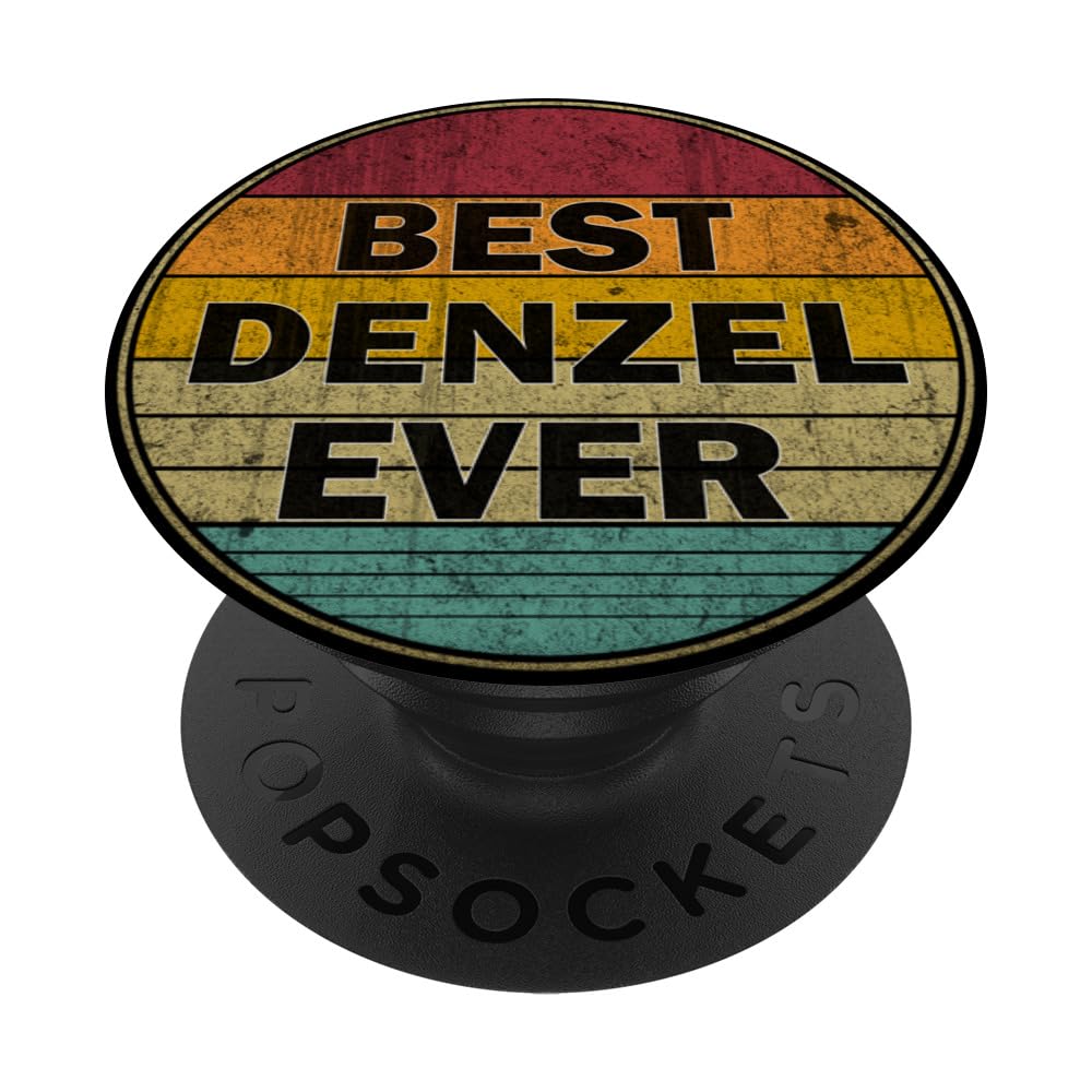 Personalized Name Denzel I love Denzel Retro vintage Style PopSockets Swappable PopGrip, Black