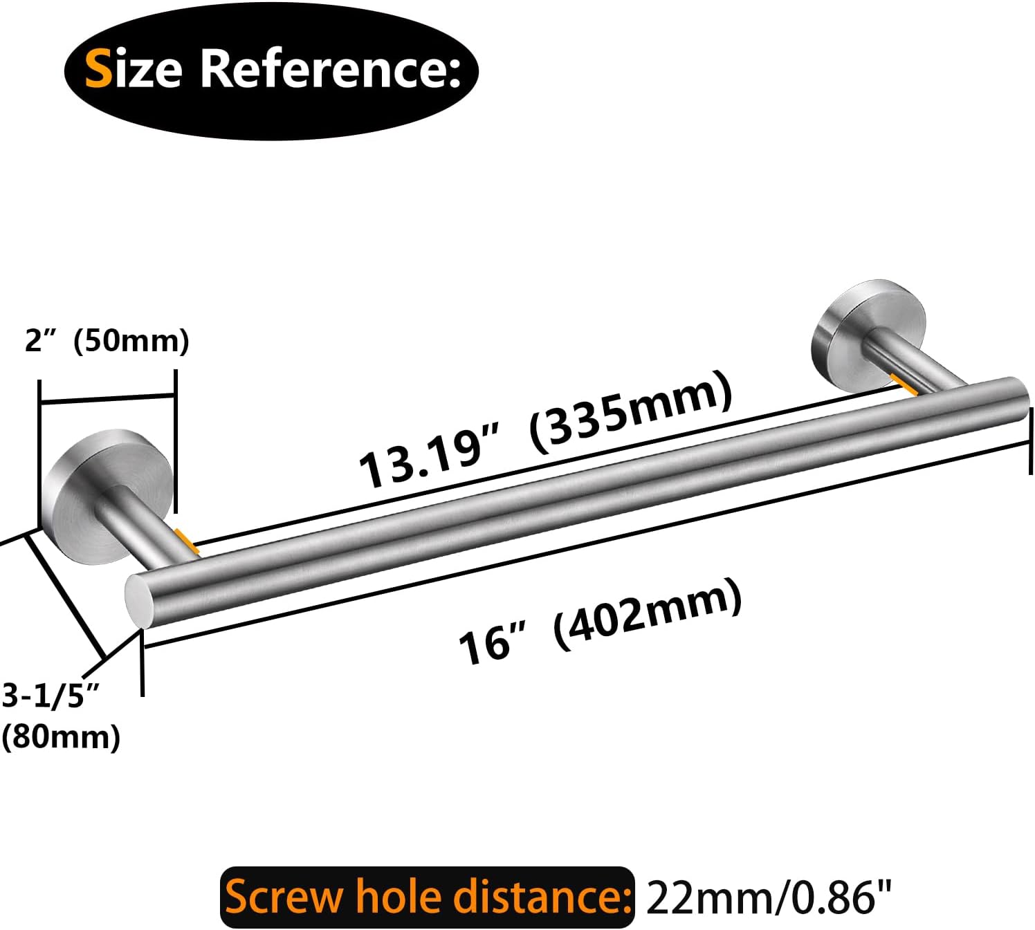 Brushed Nickel Wall Mounted Stainless Steel Towel Bar