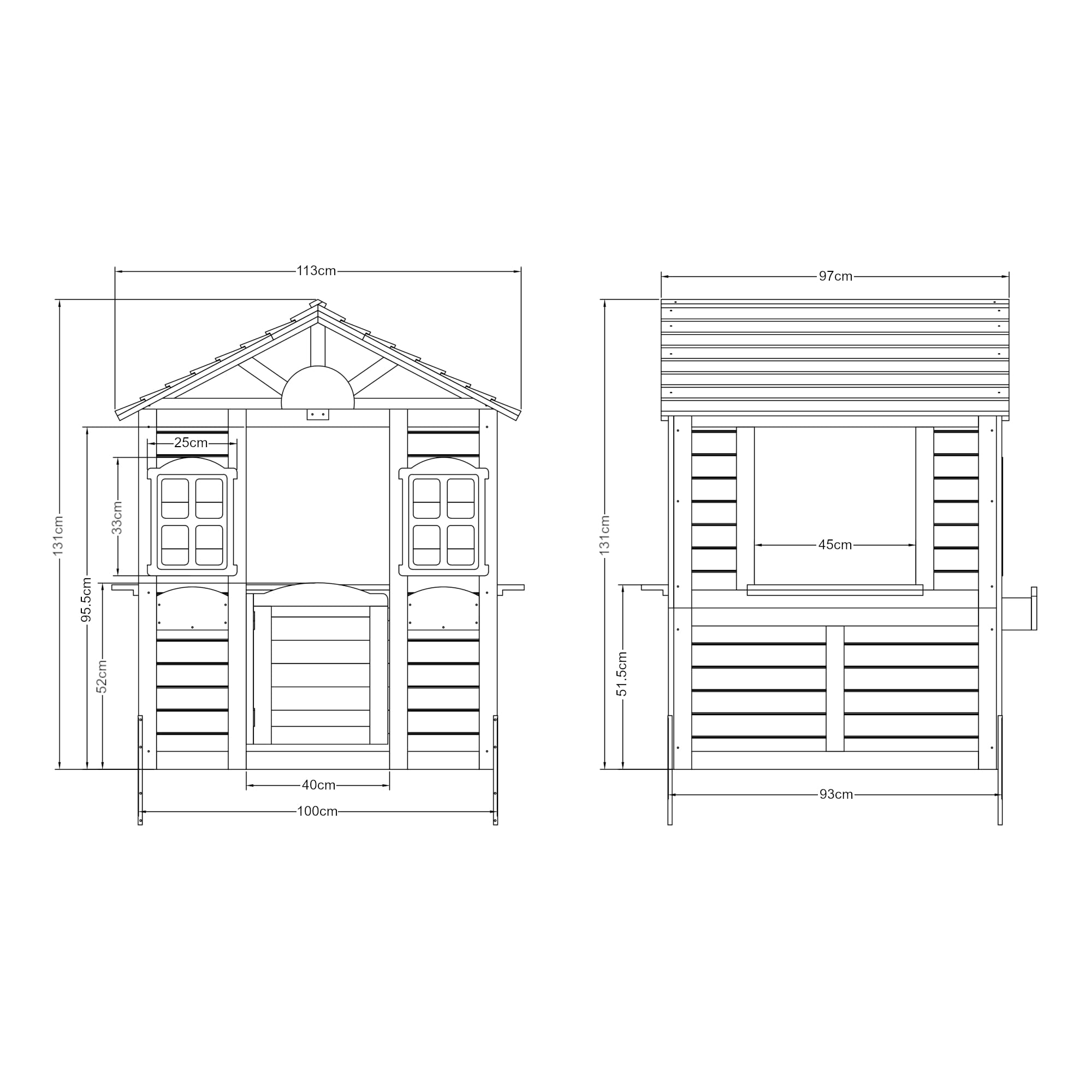 casa.pro Casa de Juegos Acciano con Jardineras Casita para Niños con Ventanas y Puerta Abatible Casa de Madera para Exterior y Jardín de Madera de Abeto 131x113x97 cm - Natural/Gris